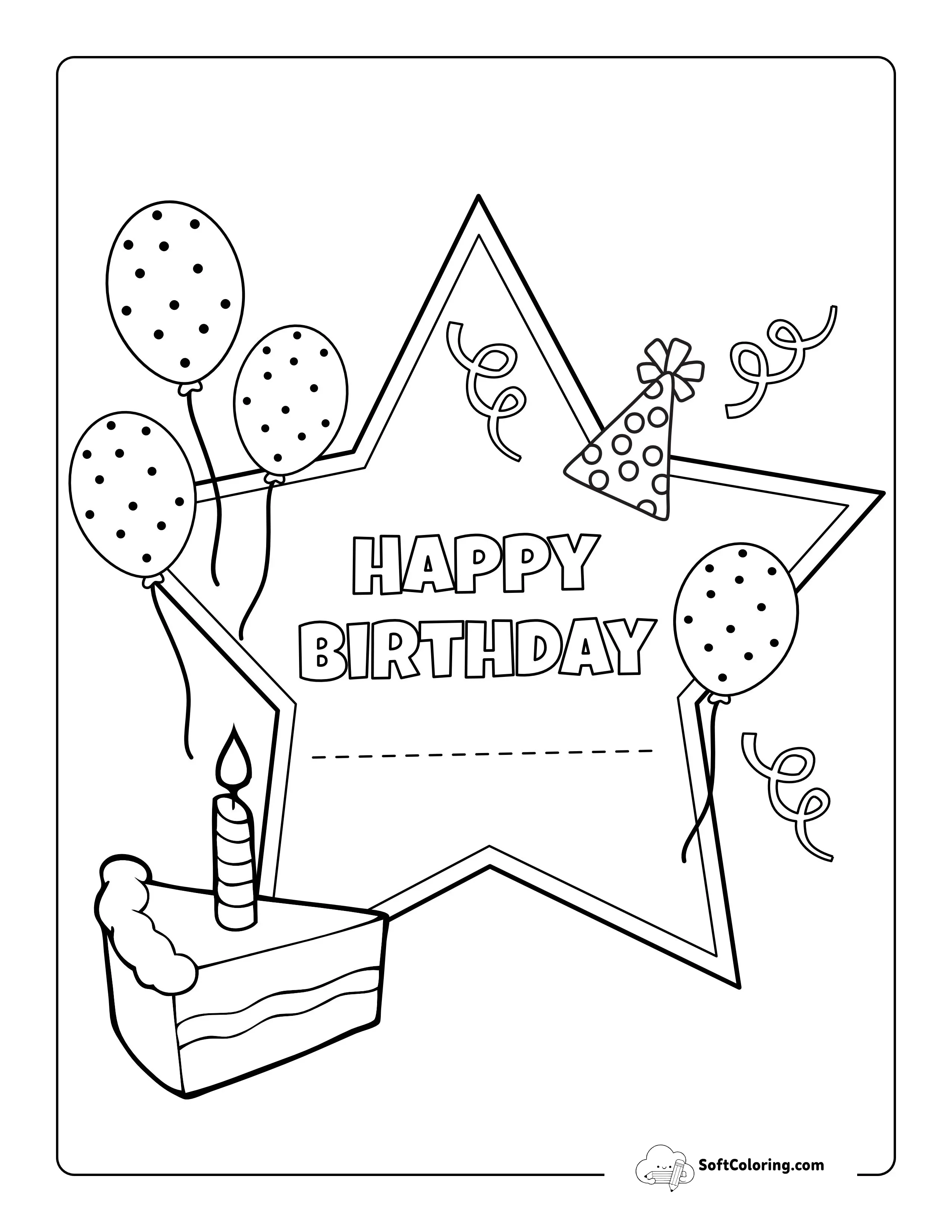 "Happy Birthday" Certificate To Color