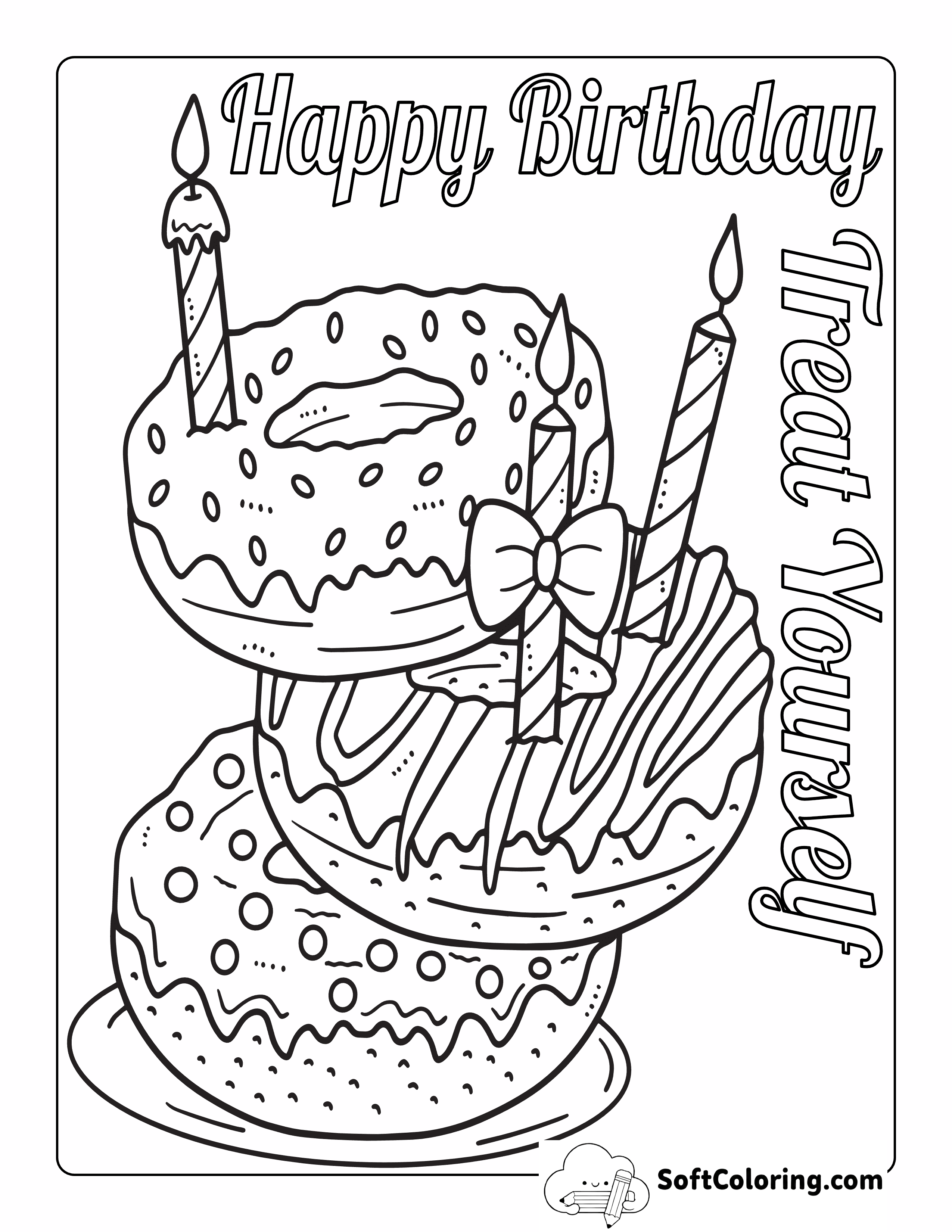 *NEW* "Treat Yourself" Cute Birthday Donuts Coloring Sheet for Adults