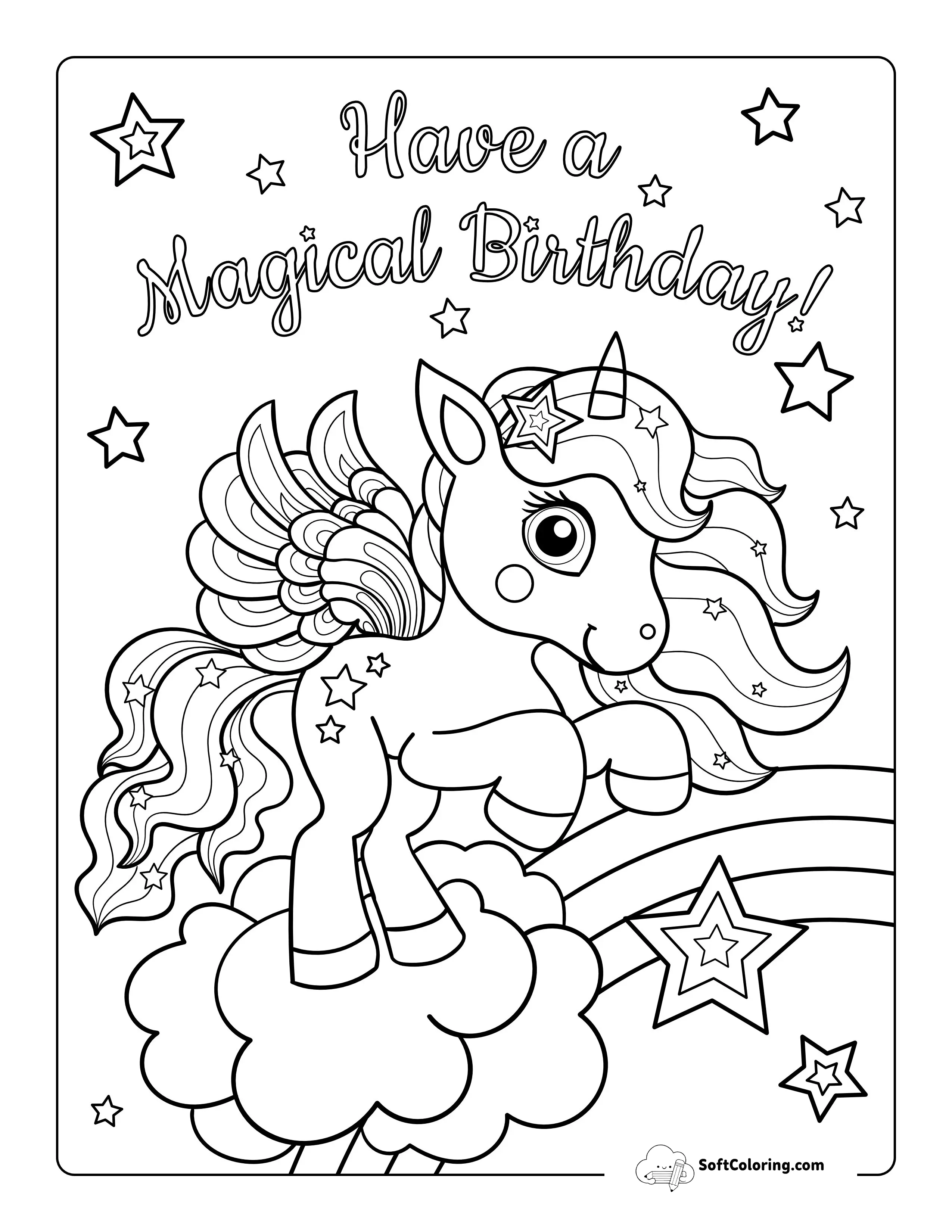 "Have A Magical Birthday" Unicorn Coloring Sheet For Girls