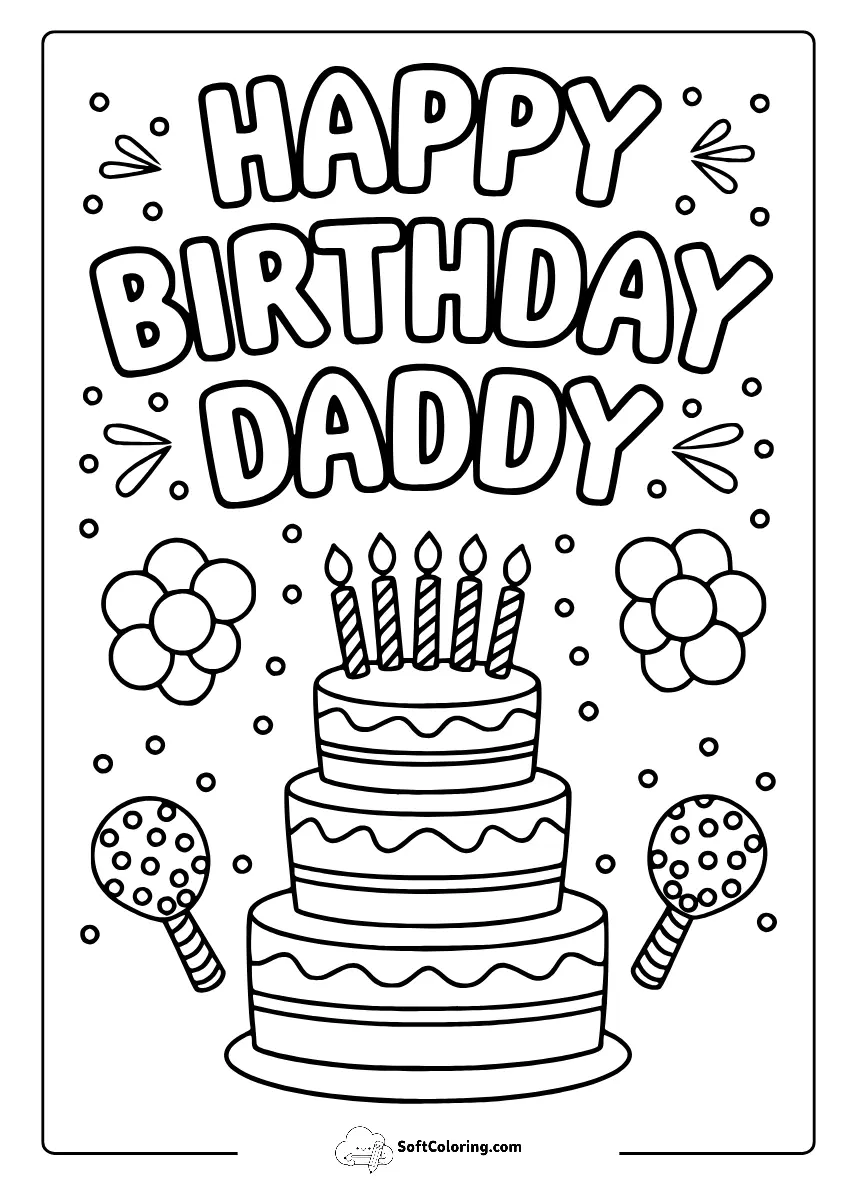 Happy Birthday Daddy Coloring Pages