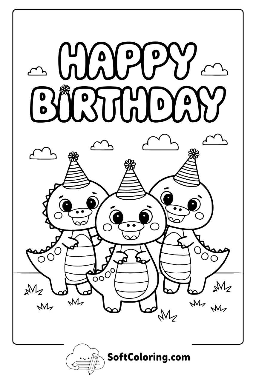 happy birthday dinosaur coloring pages
