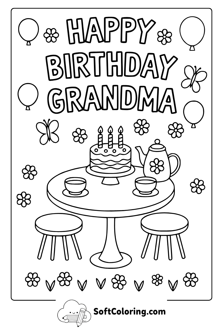 happy birthday grandma coloring pages