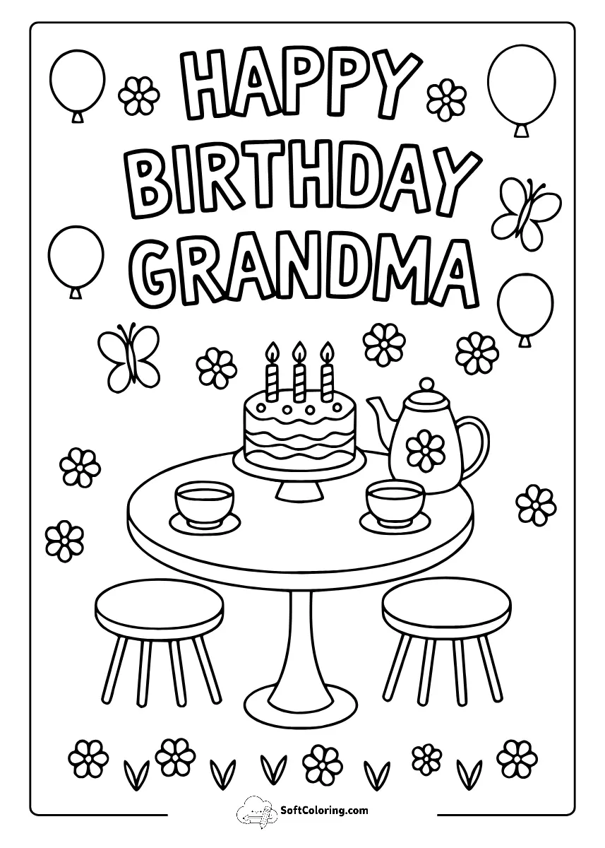 Happy Birthday Grandma Coloring Pages