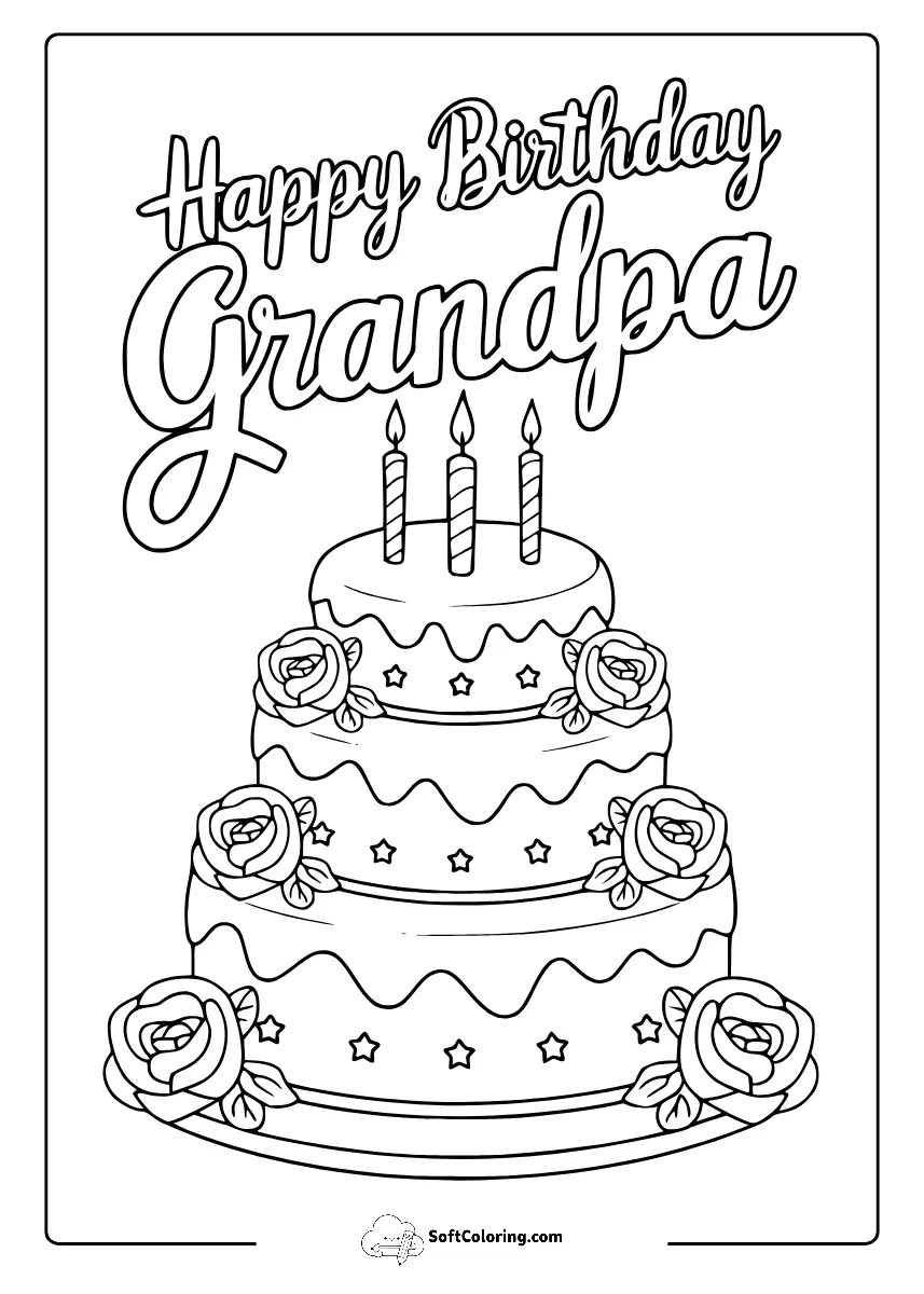 Happy Birthday Grandpa Coloring Page