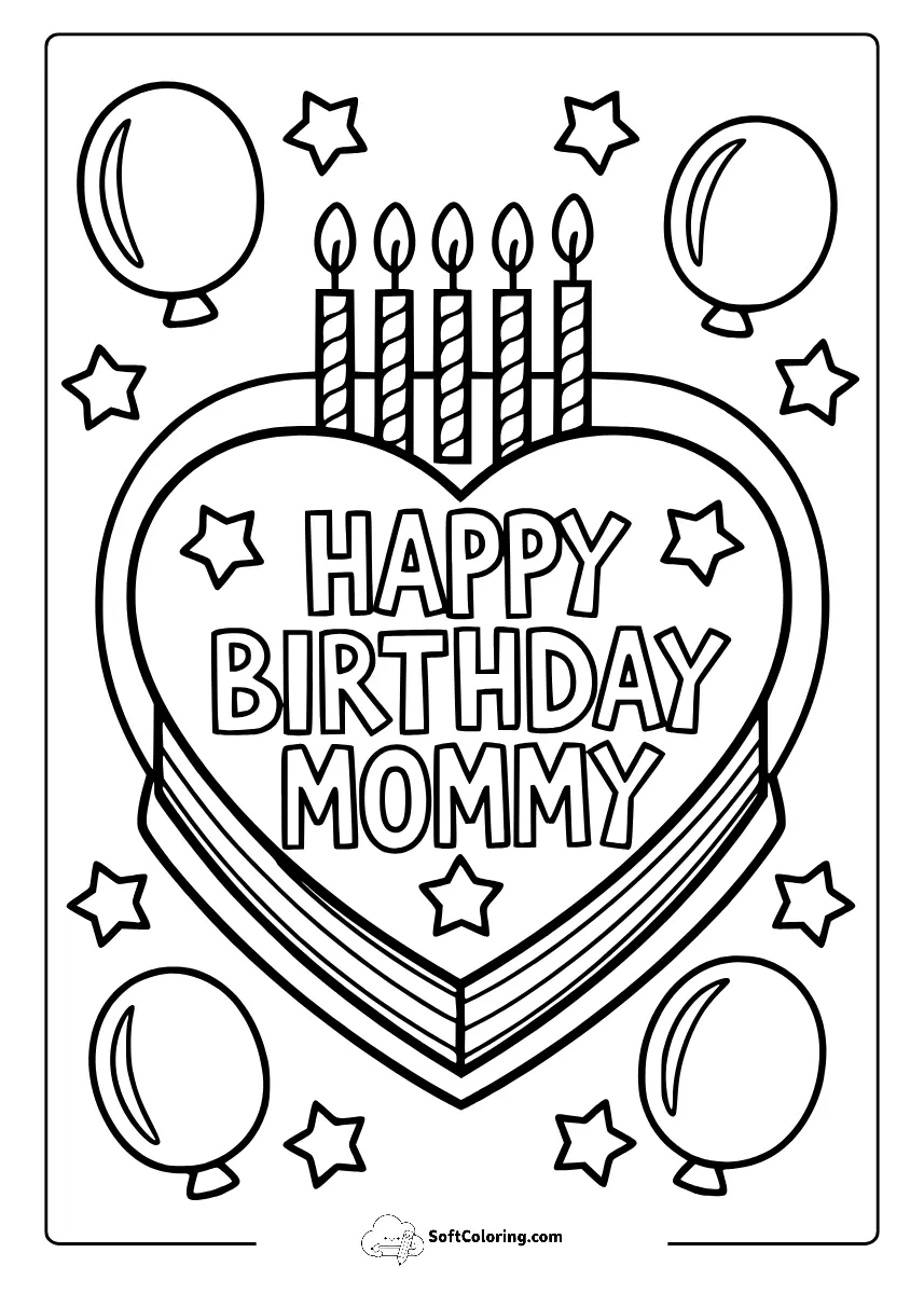 Happy Birthday Mommy Coloring Pages