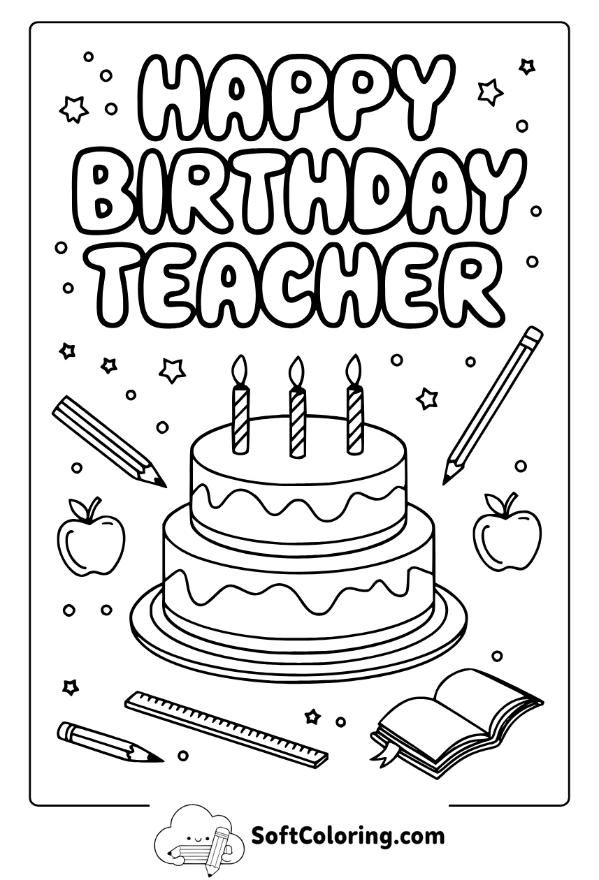 happy birthday teacher coloring pages