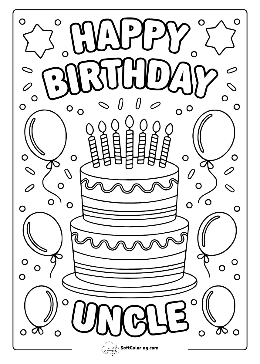 Happy Birthday Uncle Coloring Pages