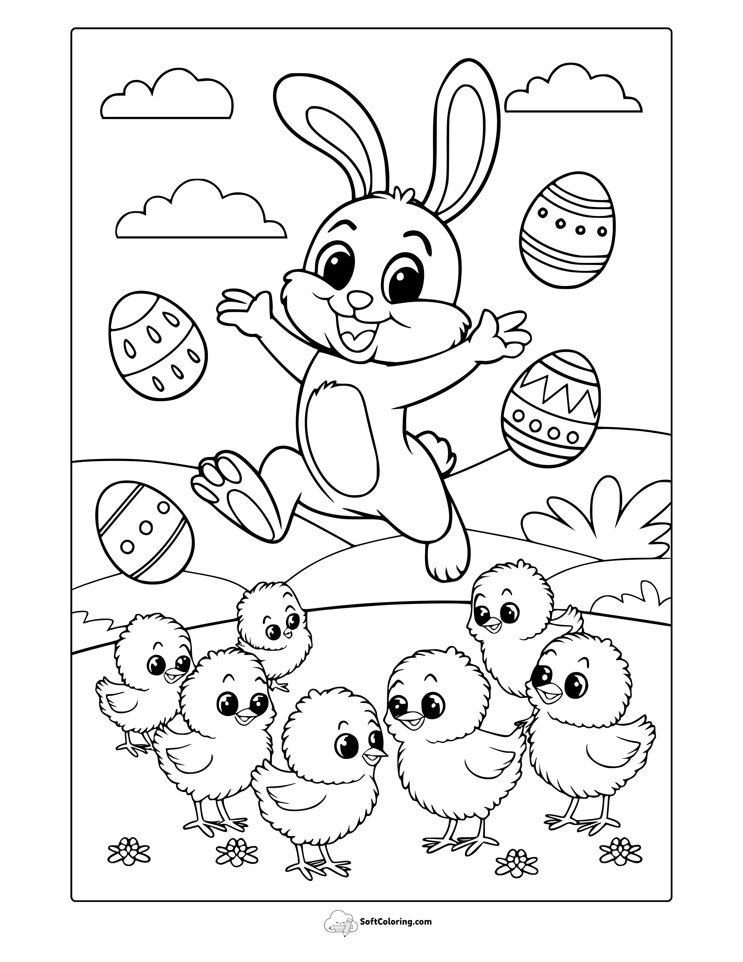 Happy Easter Animals Coloring Page