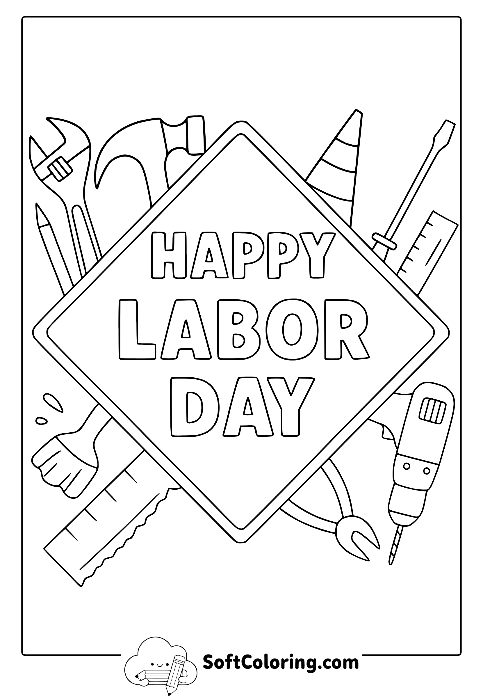 happy labor day coloring page