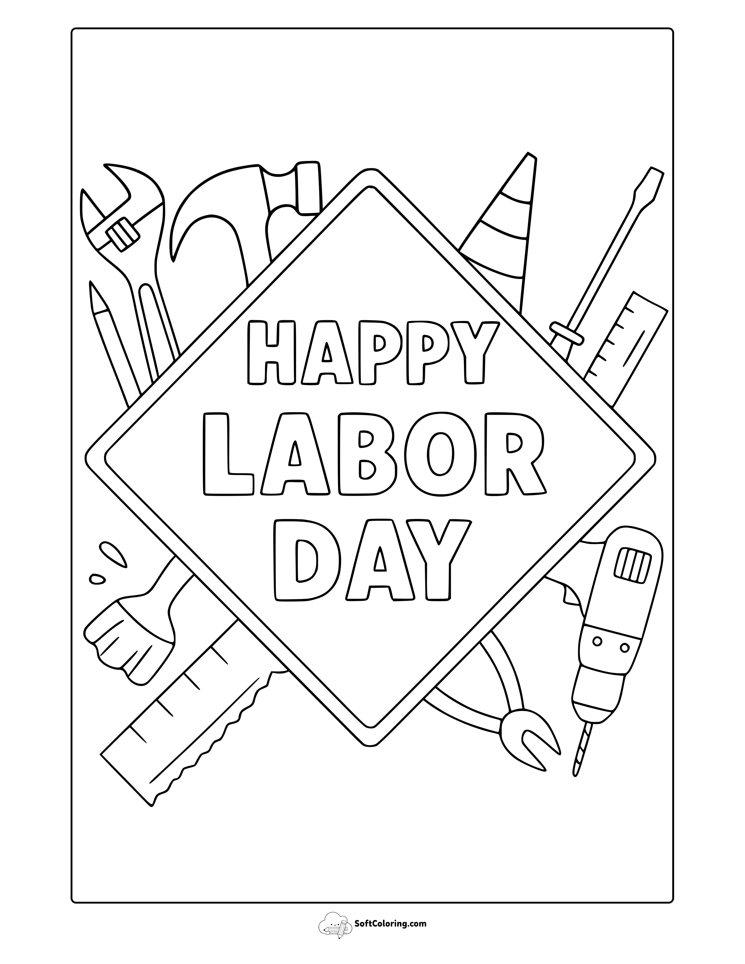 Happy Labor Day Coloring Page