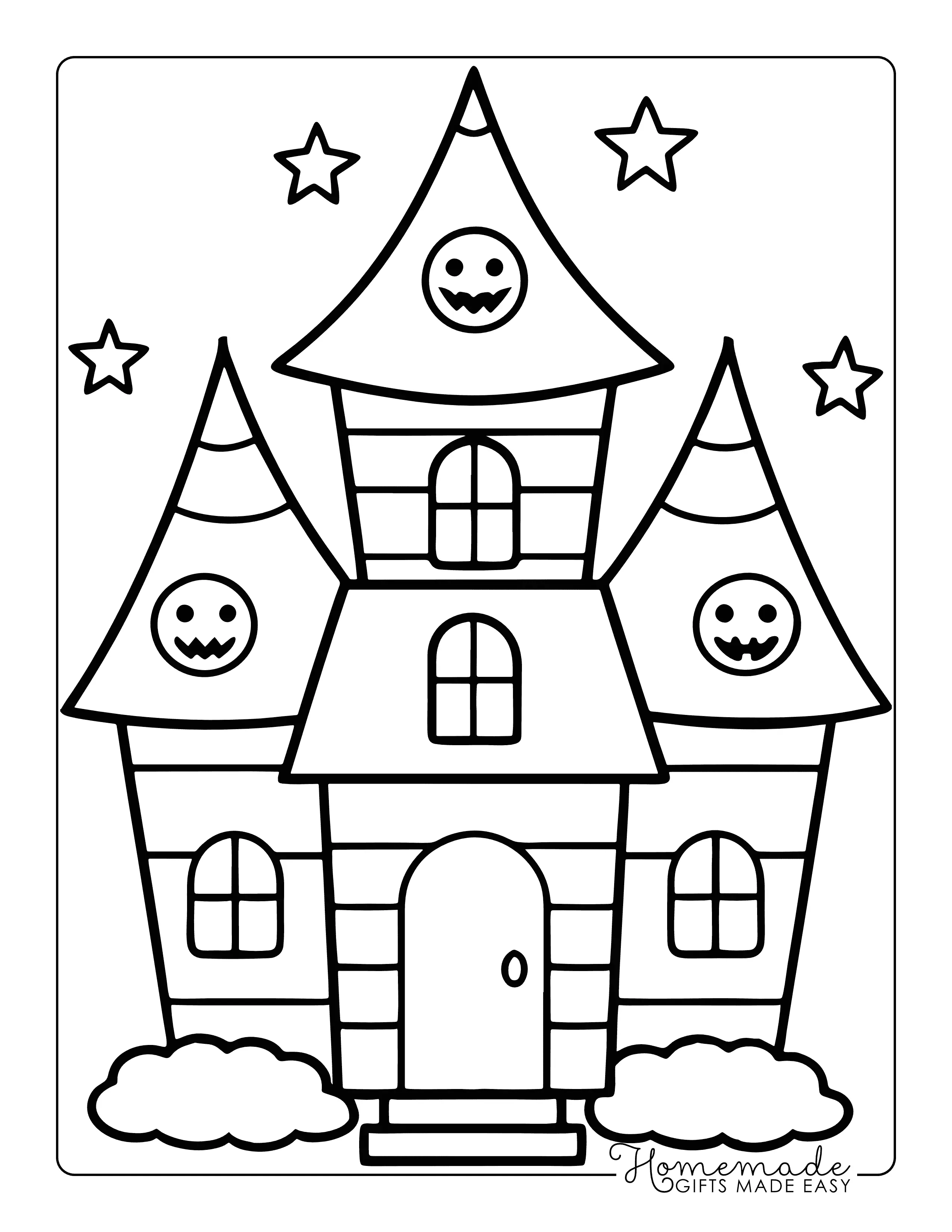 Cute Simple Haunted House Coloring Page For Preschoolers
