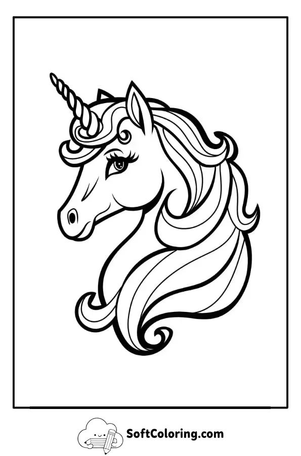 Unicorn Head Coloring Page