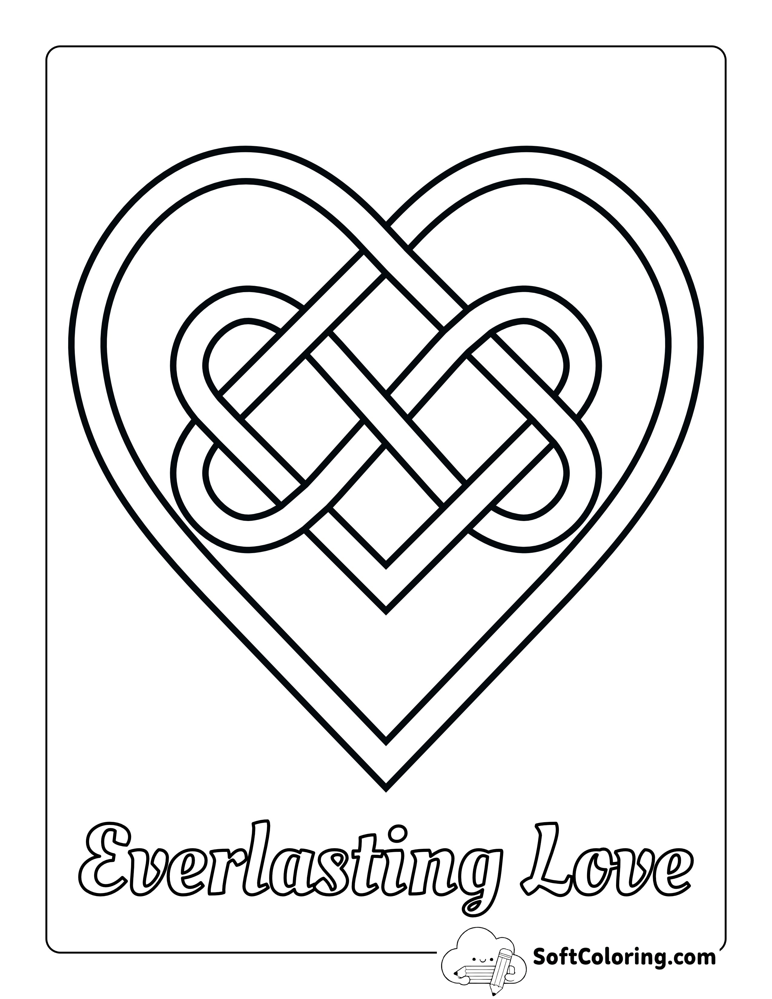 Easy "Everlasting Love" Heart Coloring Sheet for Seniors