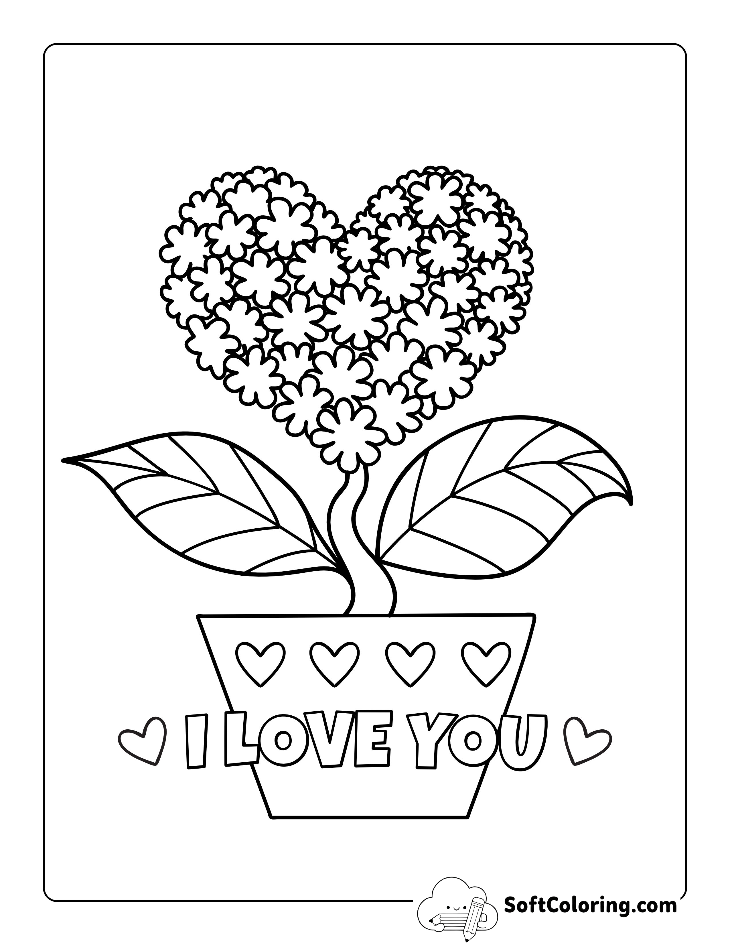 "I Love You" Heart Plant to Color