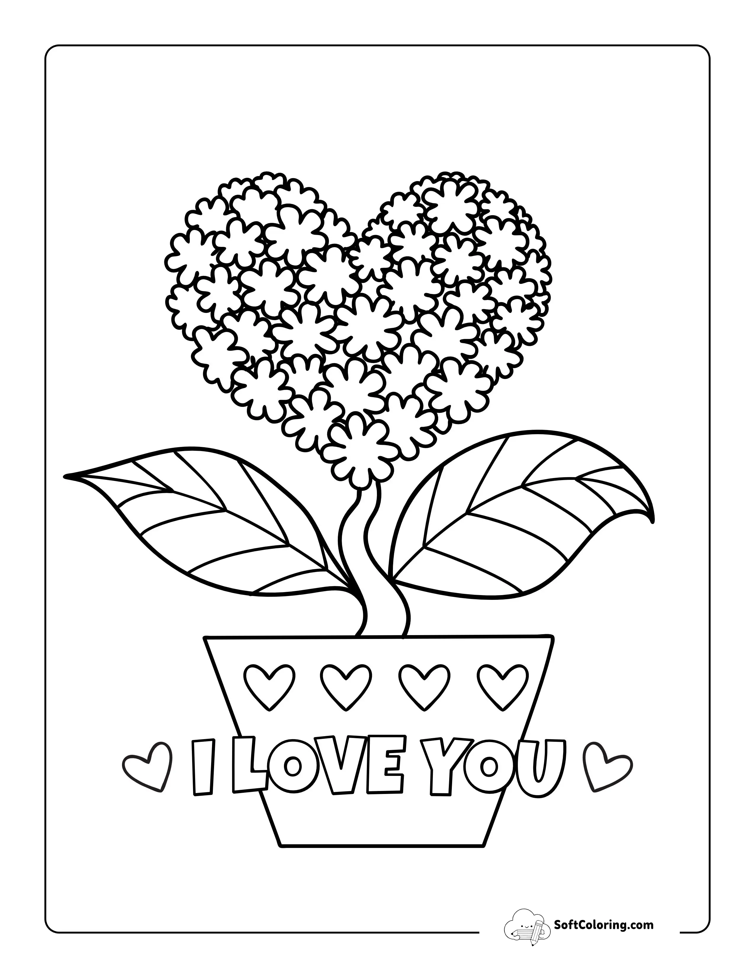 "I Love You" Heart Plant To Color