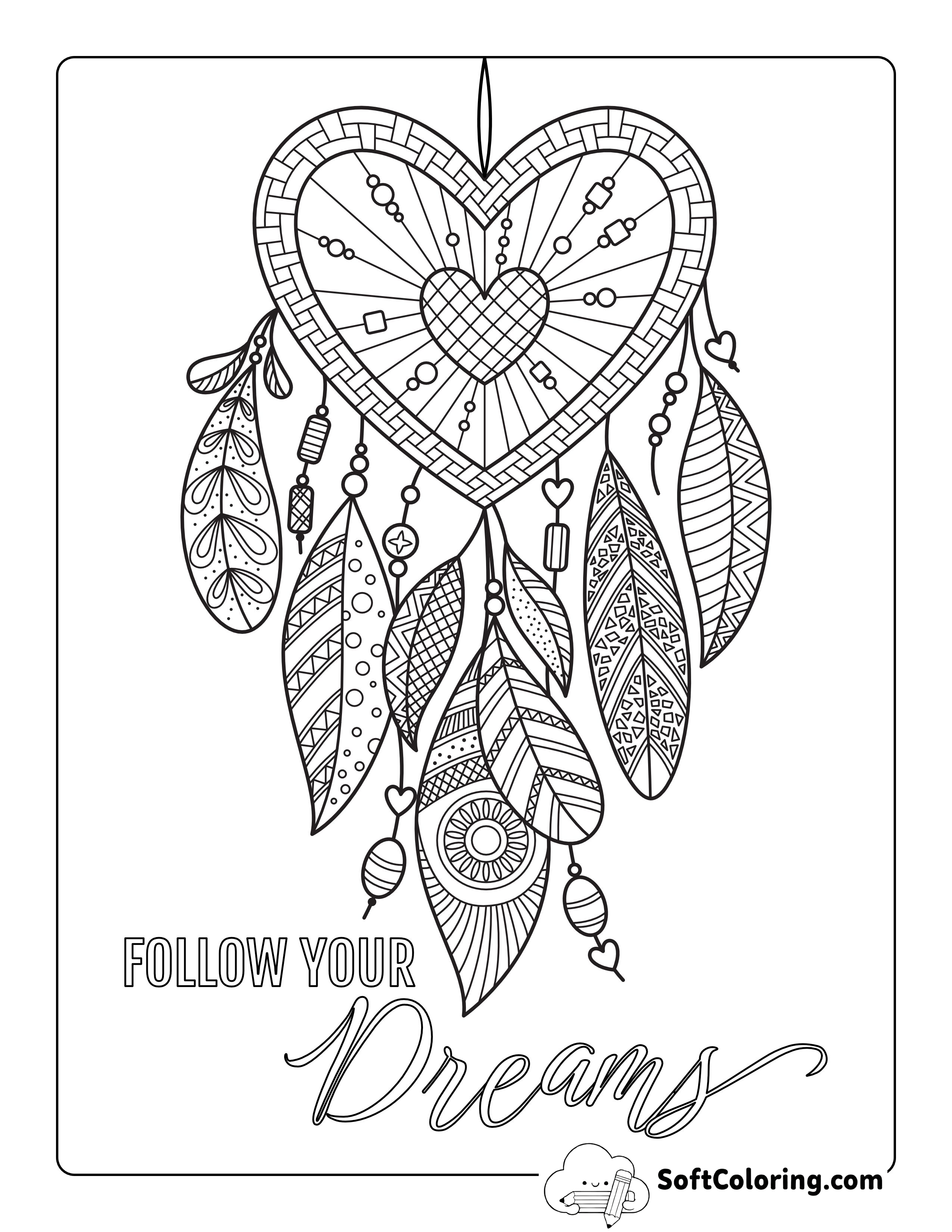 "Follow Your Dreams" Dreamcatcher Zentangle for Teens