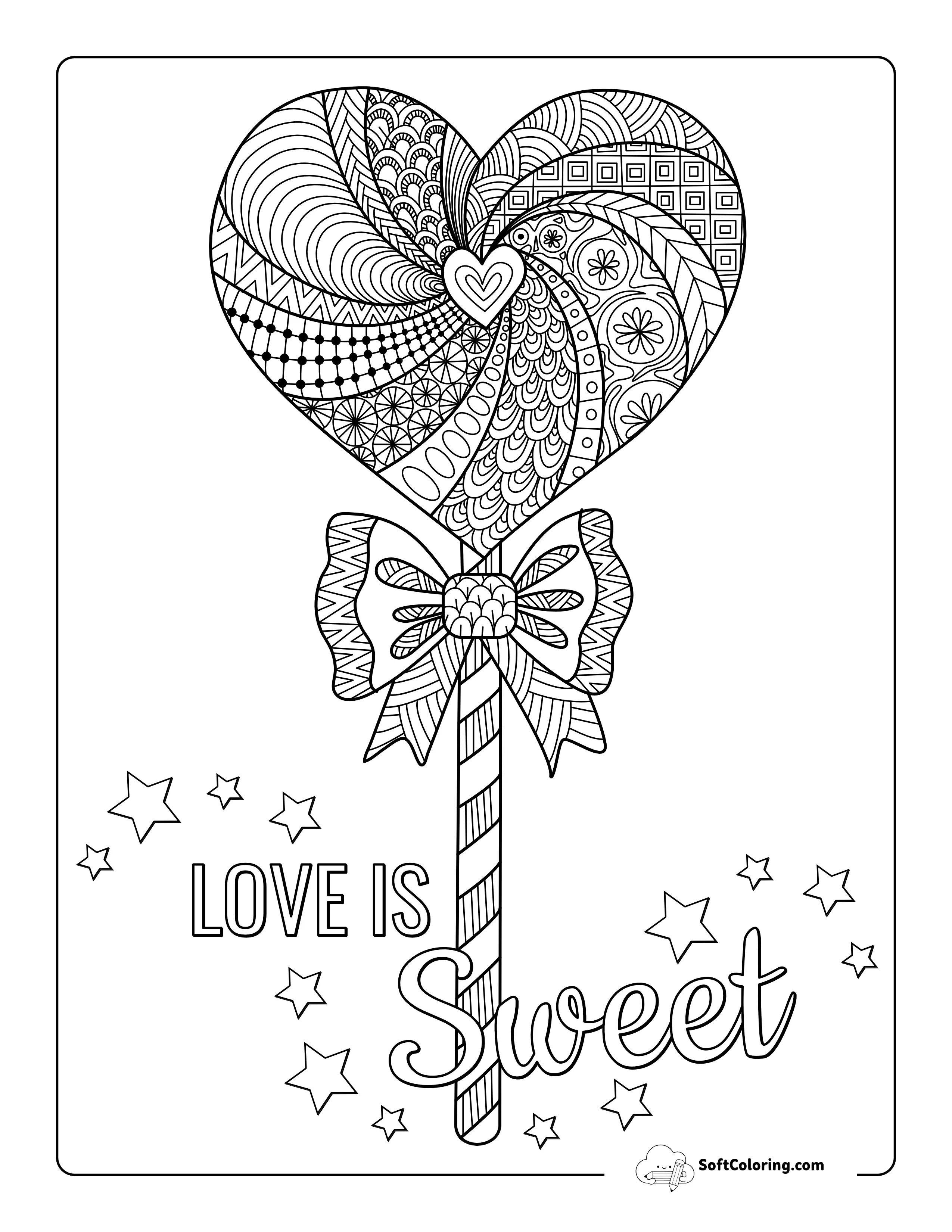 "Love Is Sweet" Zentangle To Color