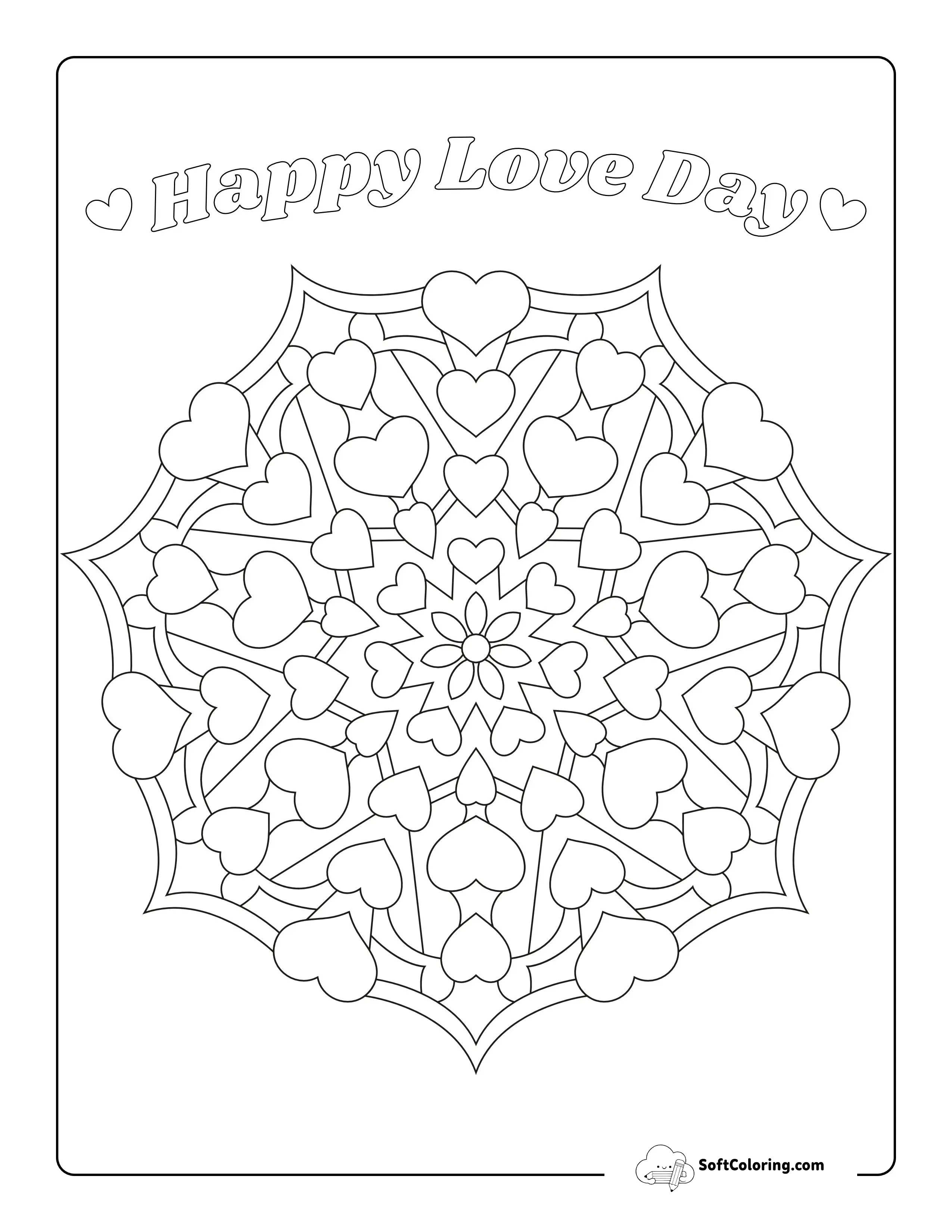 Detailed Heart Mandala Coloring Sheet