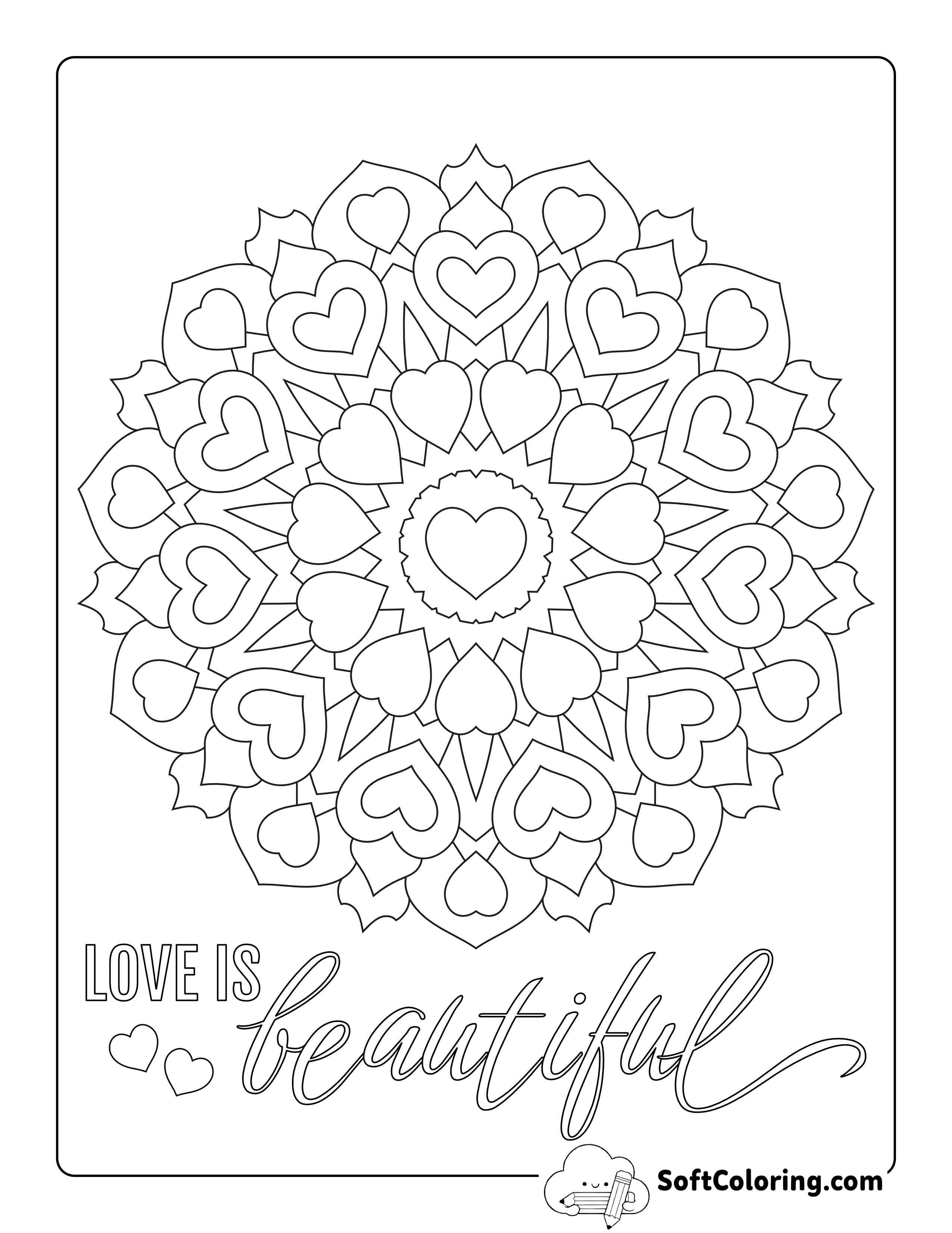 Heart Mandala Coloring Page