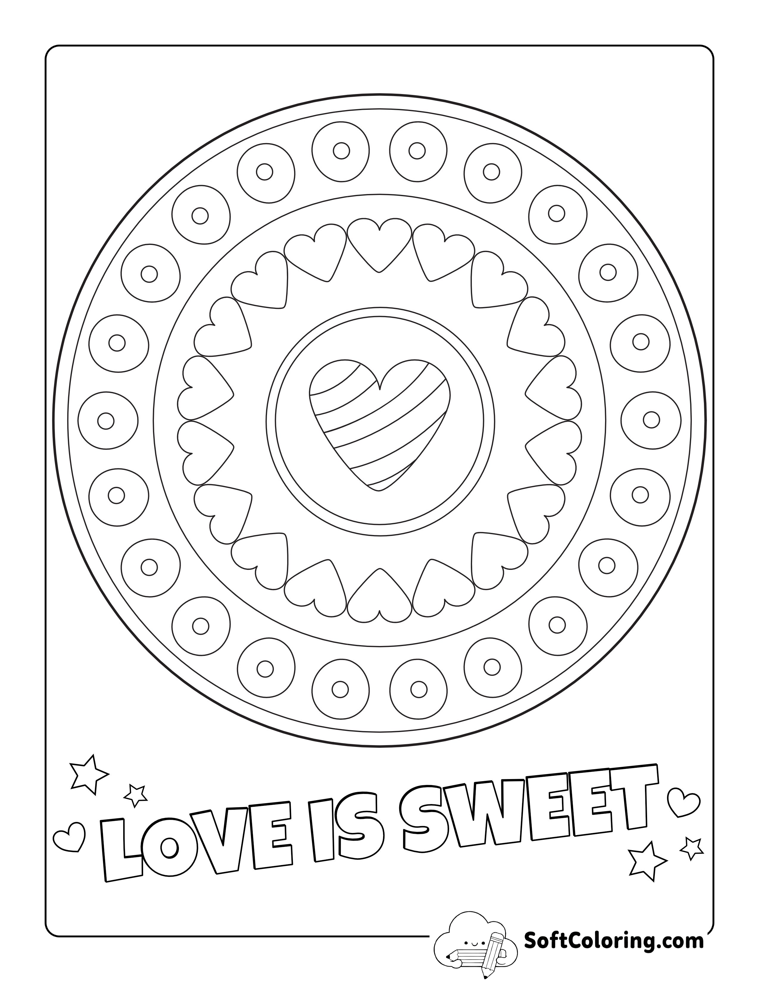 Simple Heart Mandala Coloring Page