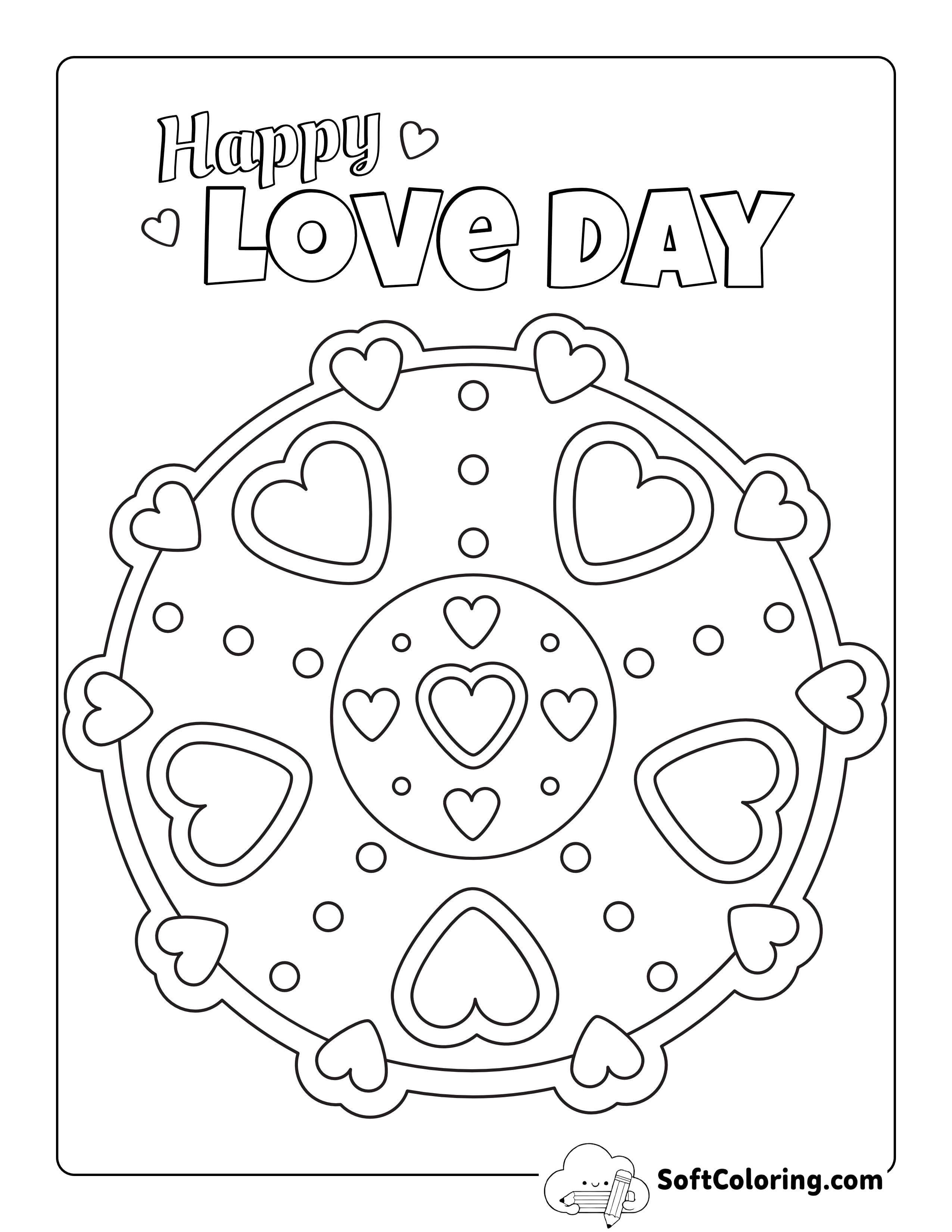 "Happy Love Day" Mandala to Color