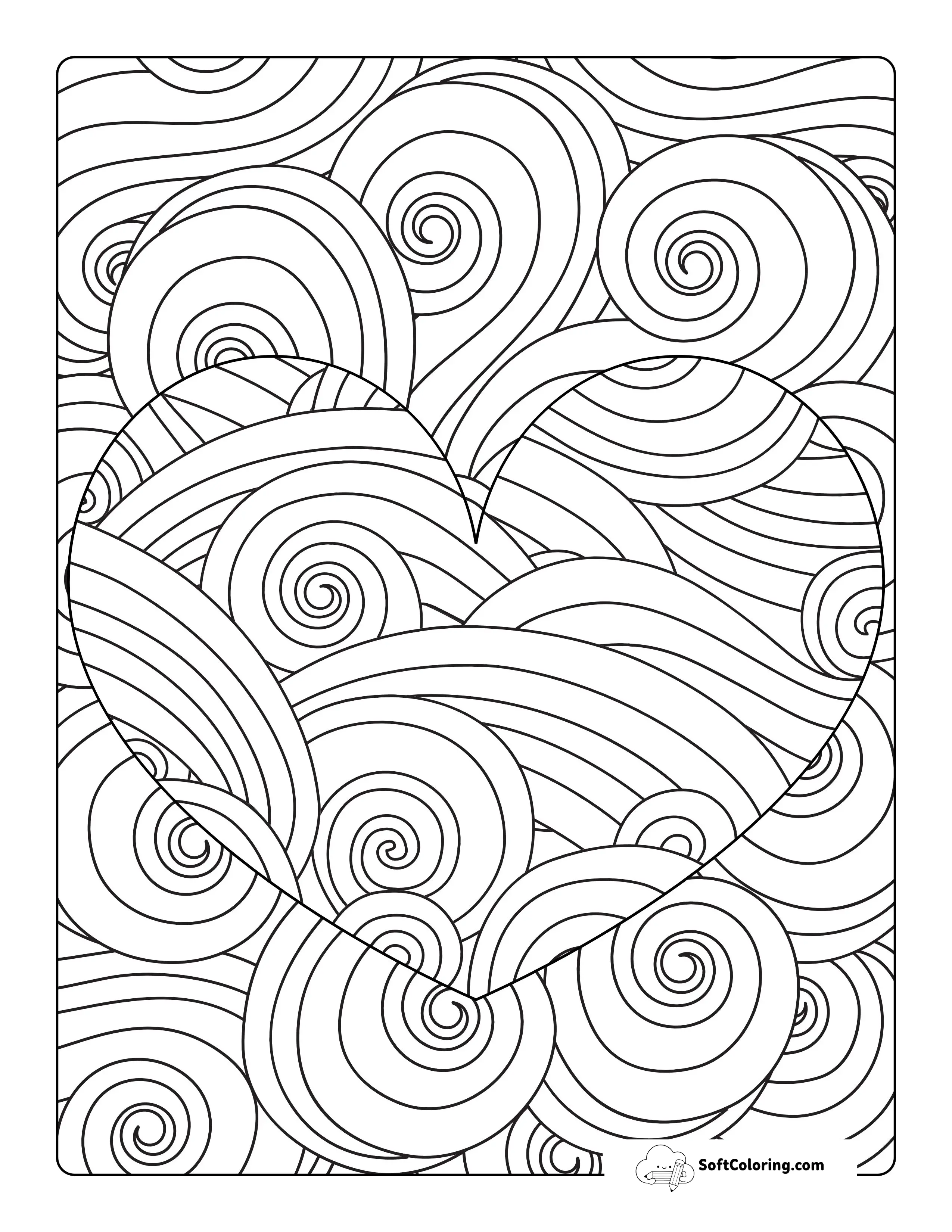 Fancy Heart Coloring Sheet For Adults
