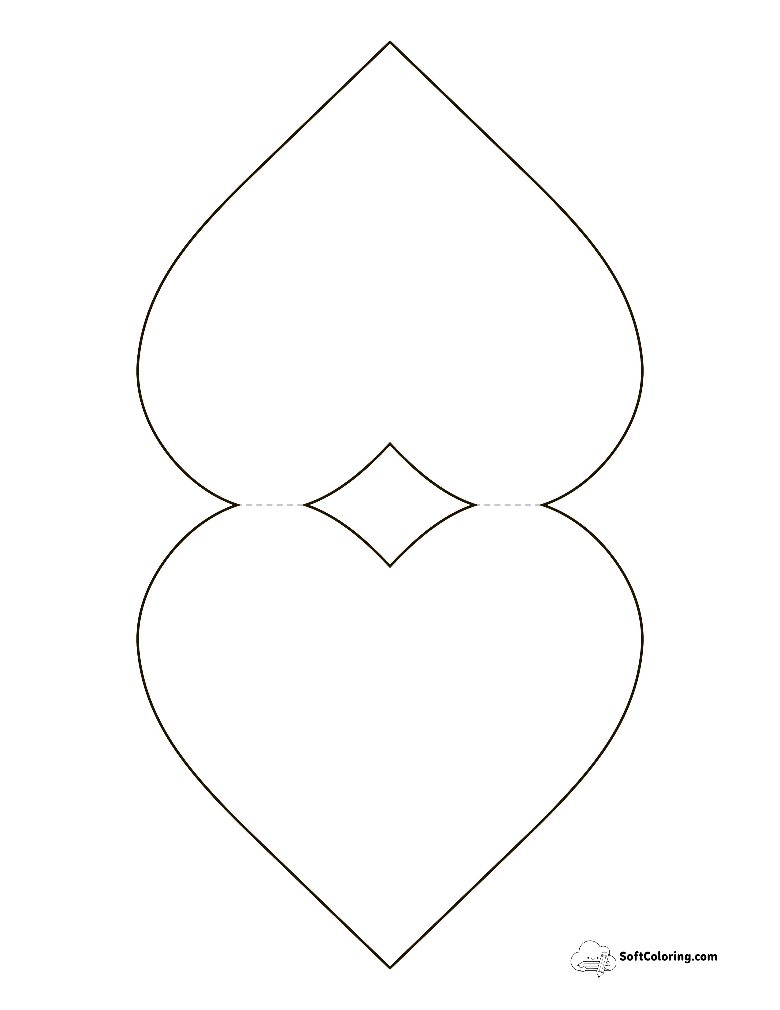 Top-Fold Heart Card Template, Large