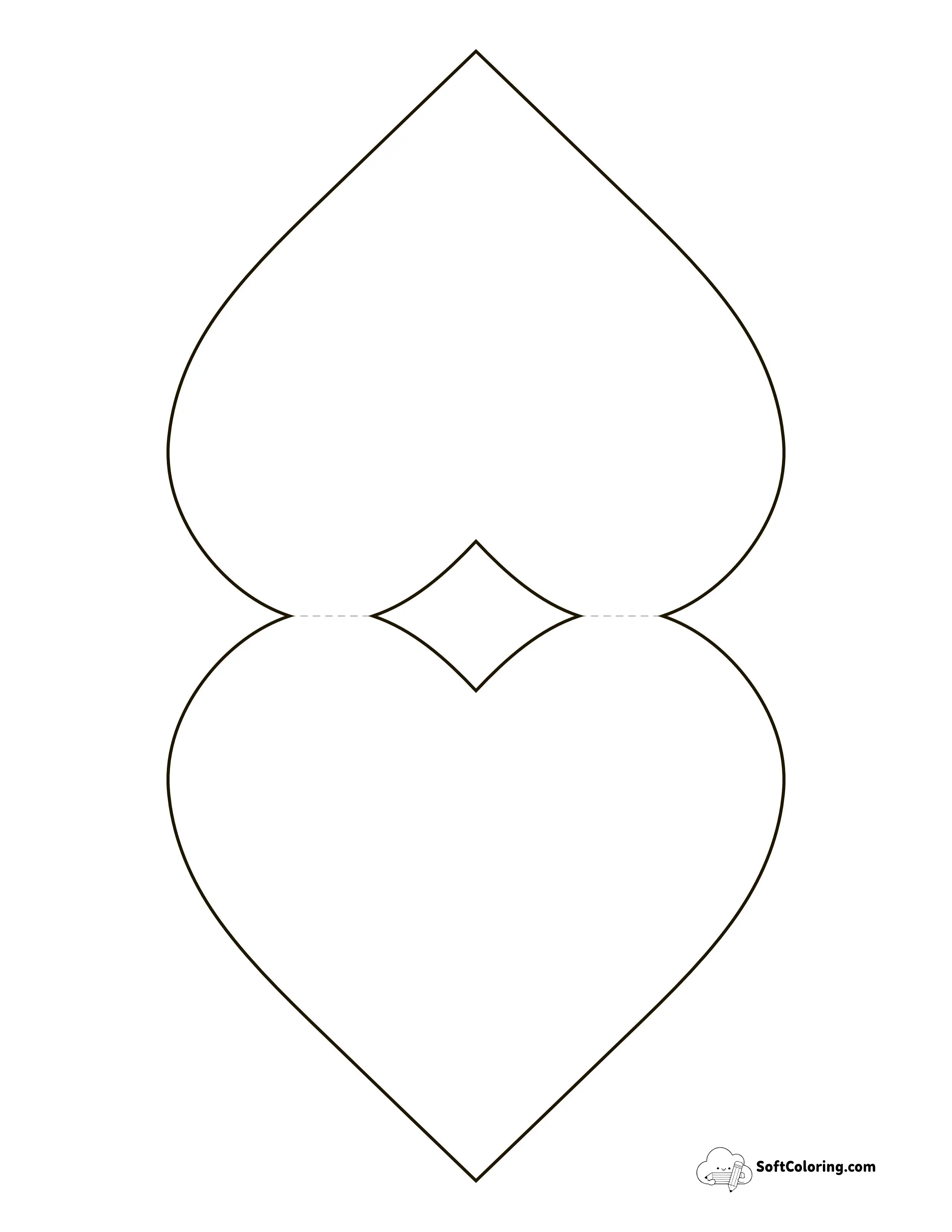 Top-Fold Heart Card Template, Large