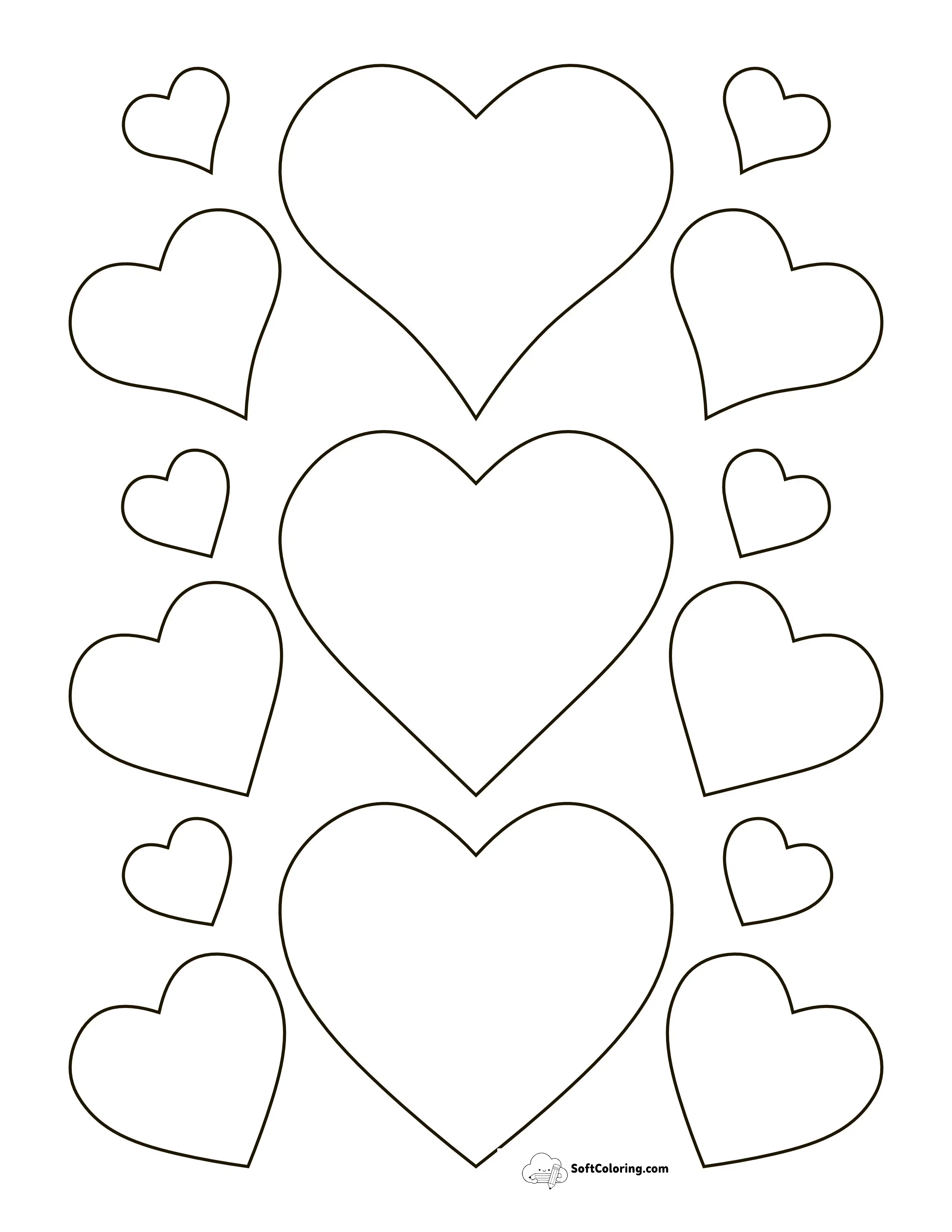 Assorted Hearts Template, Mixed Sizes & Shapes