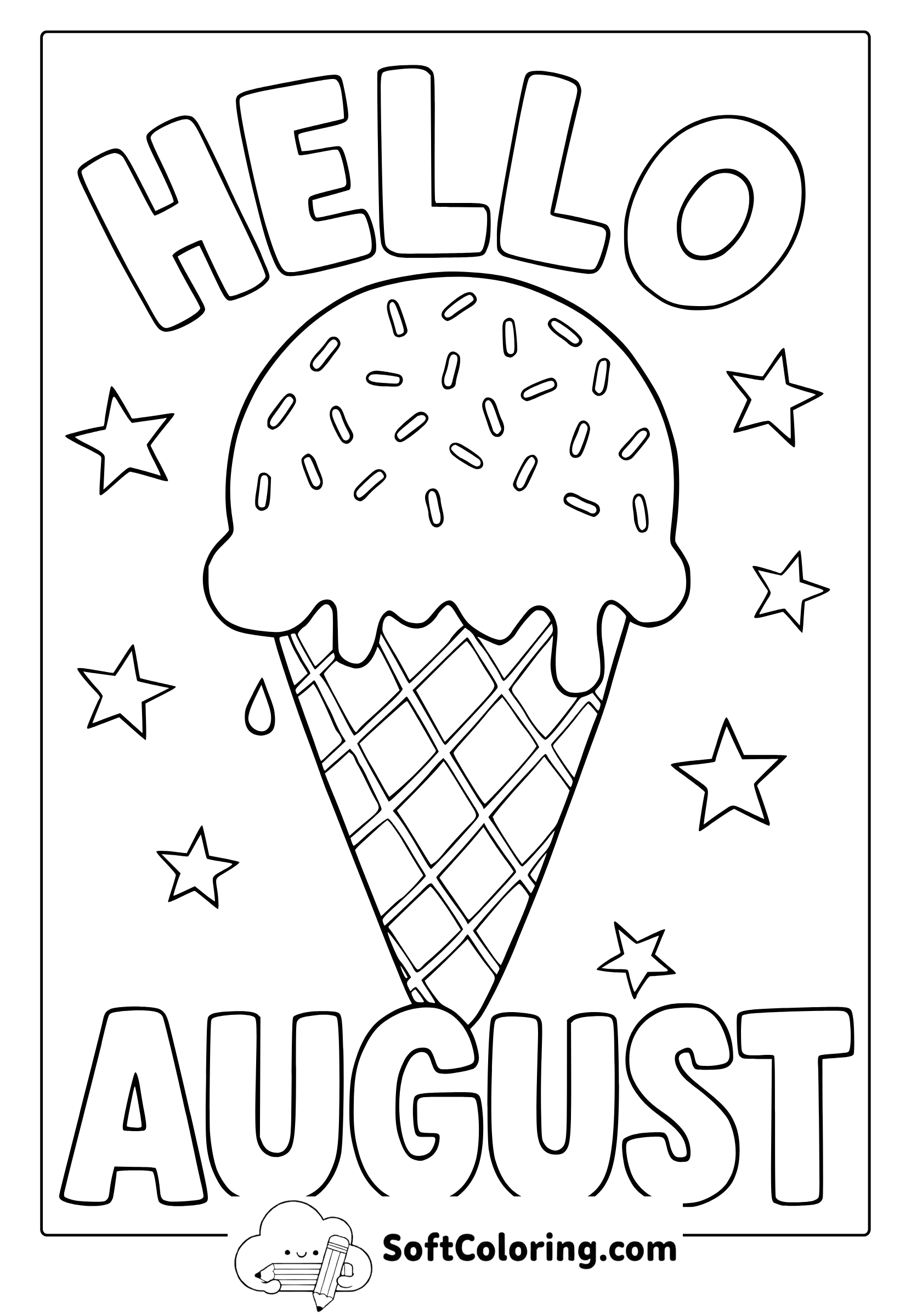 hello august coloring page