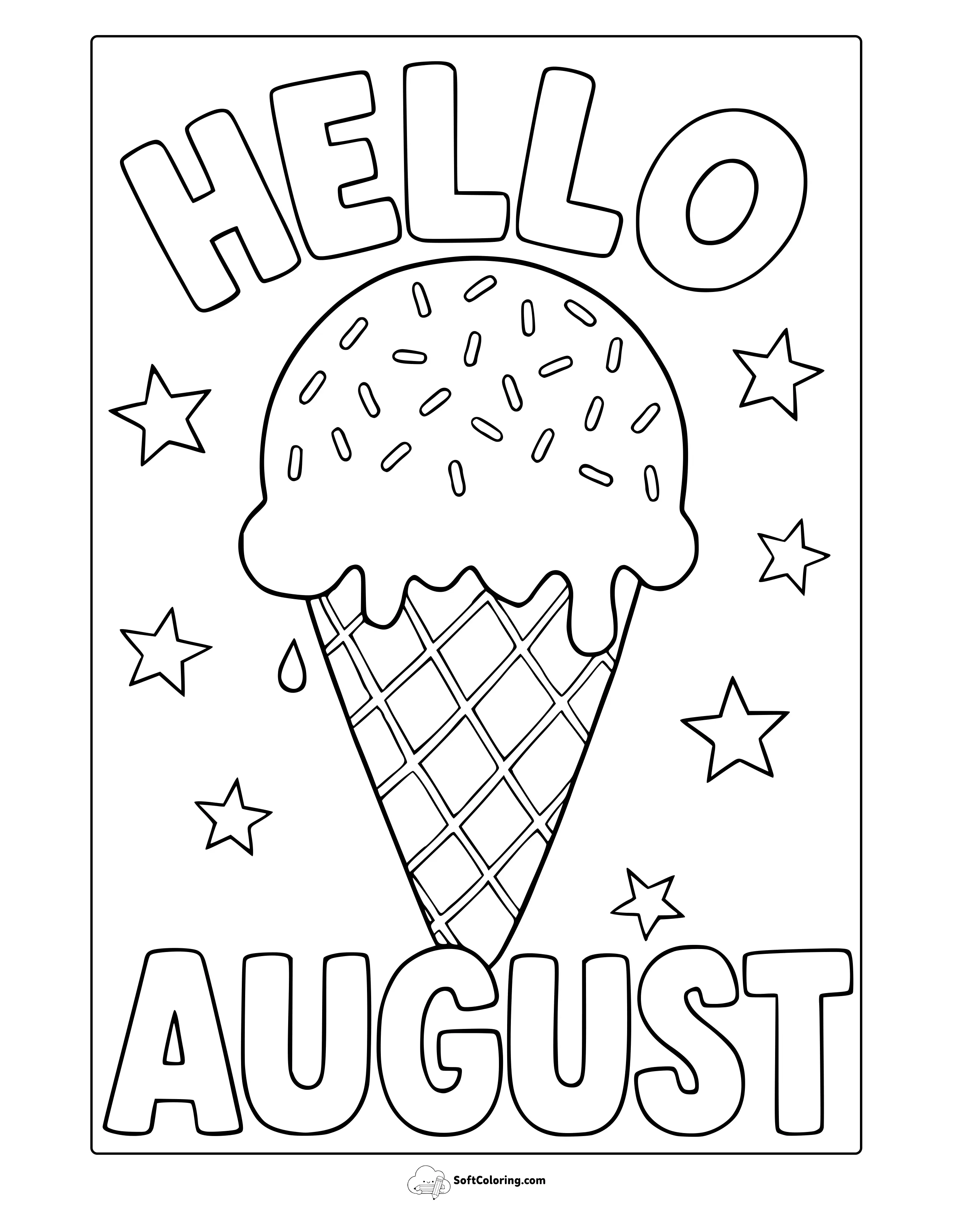 Hello August Coloring Page