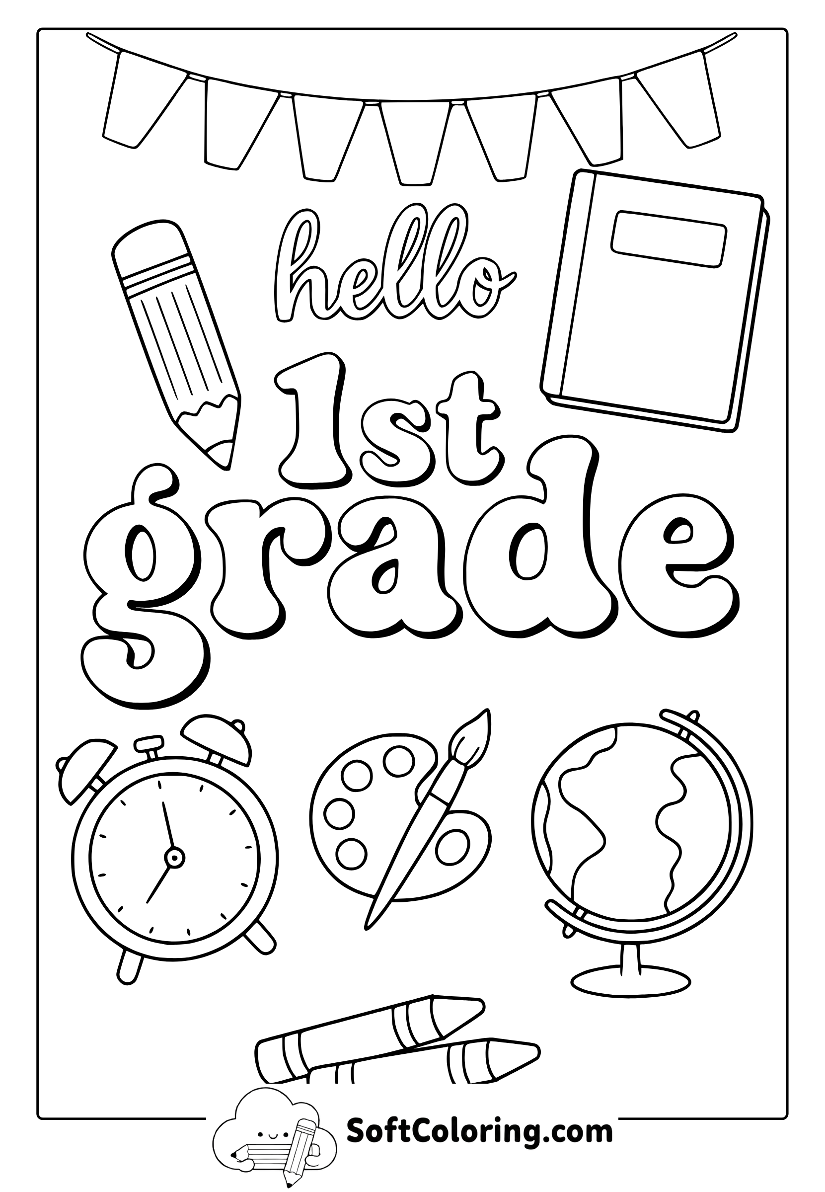 hello first grade coloring page