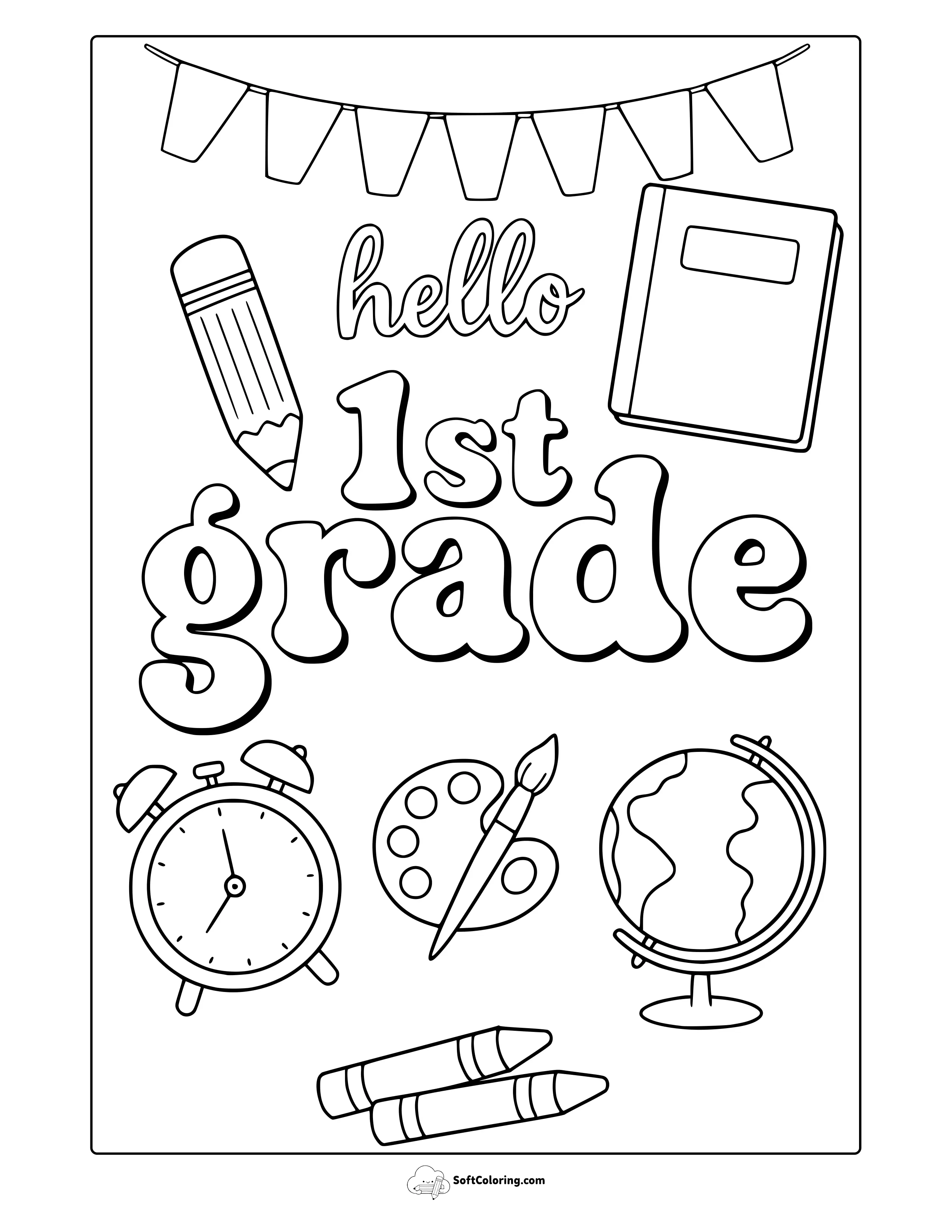 Hello First Grade Coloring Page