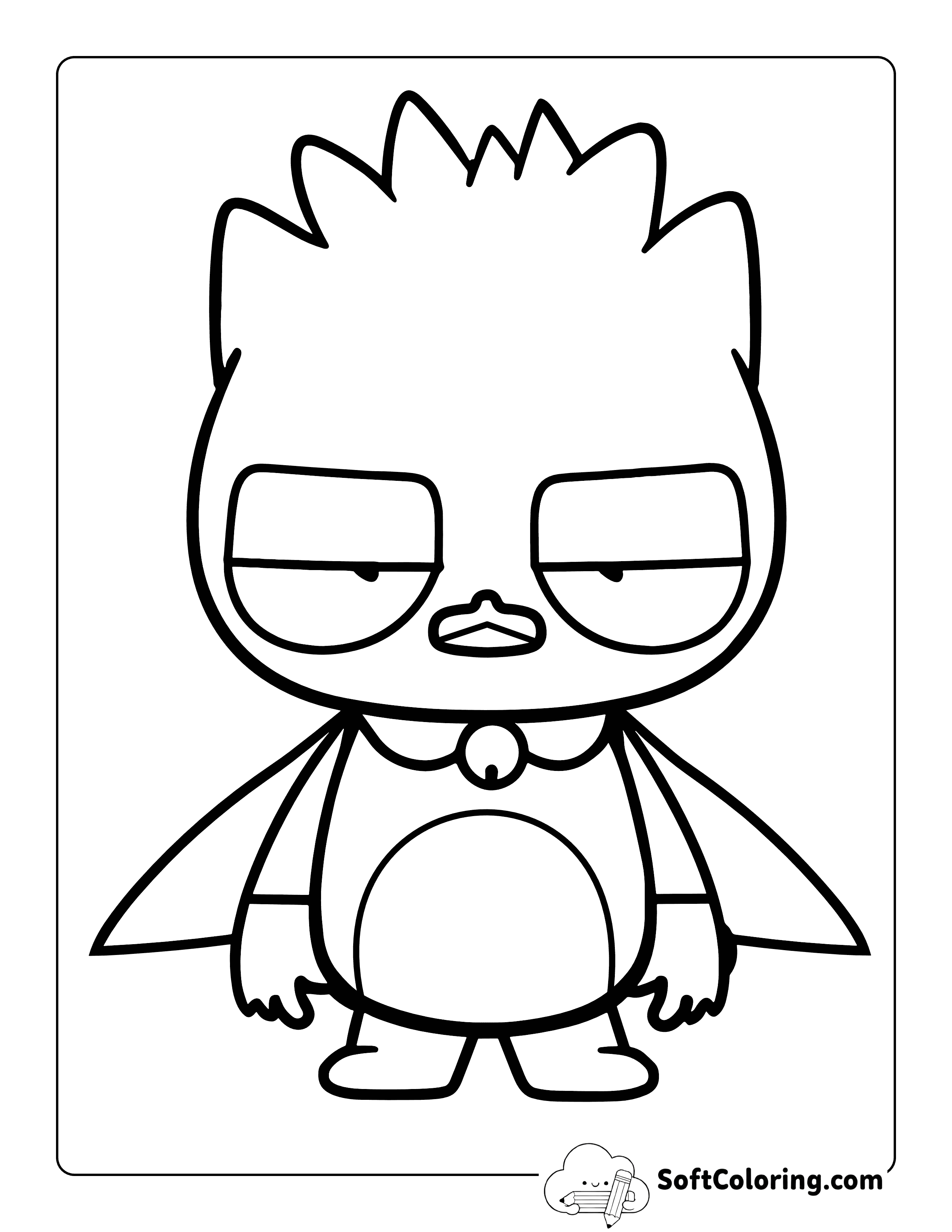 Grumpy Badtz Maru-Inspired Superhero Coloring Sheet