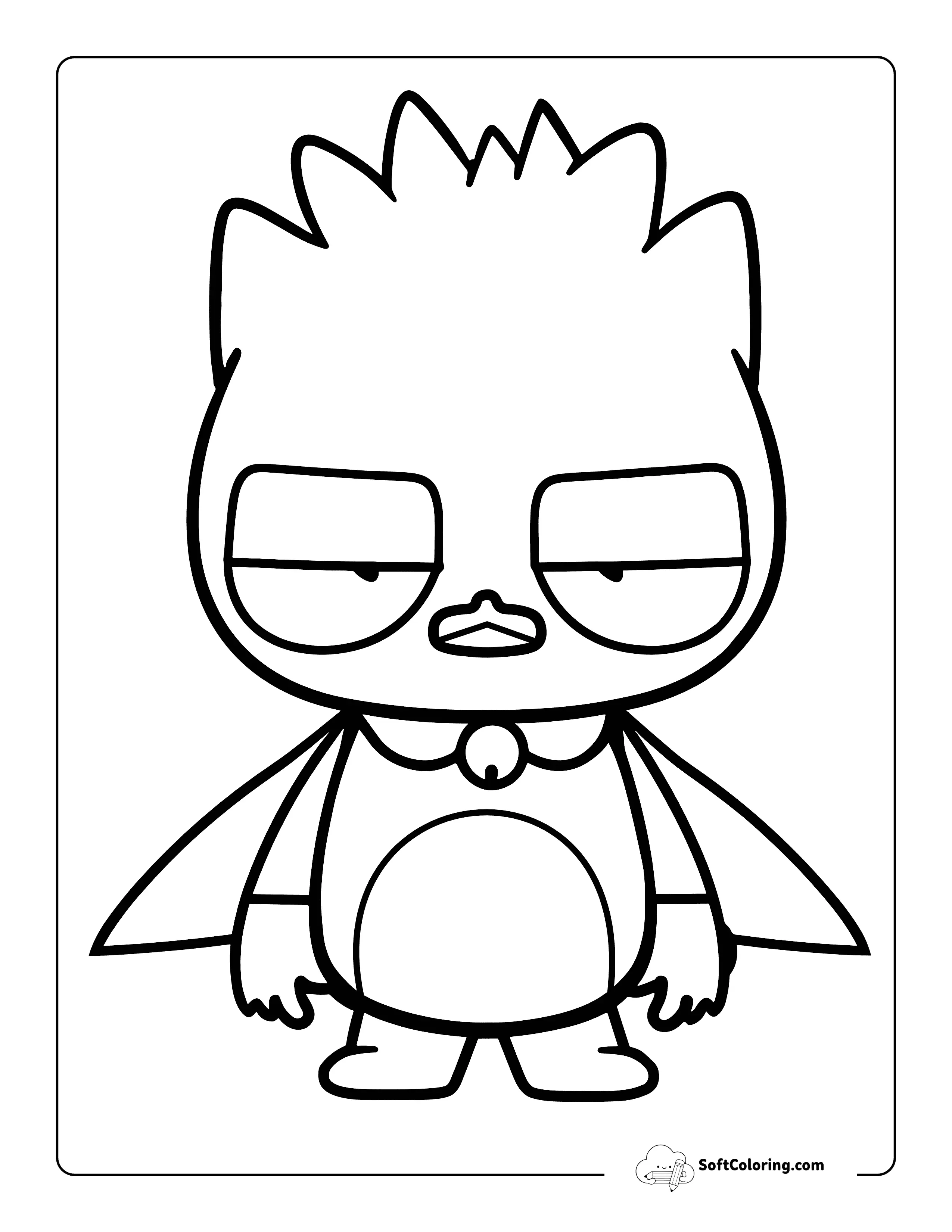 Grumpy Badtz Maru-Inspired Superhero Coloring Sheet