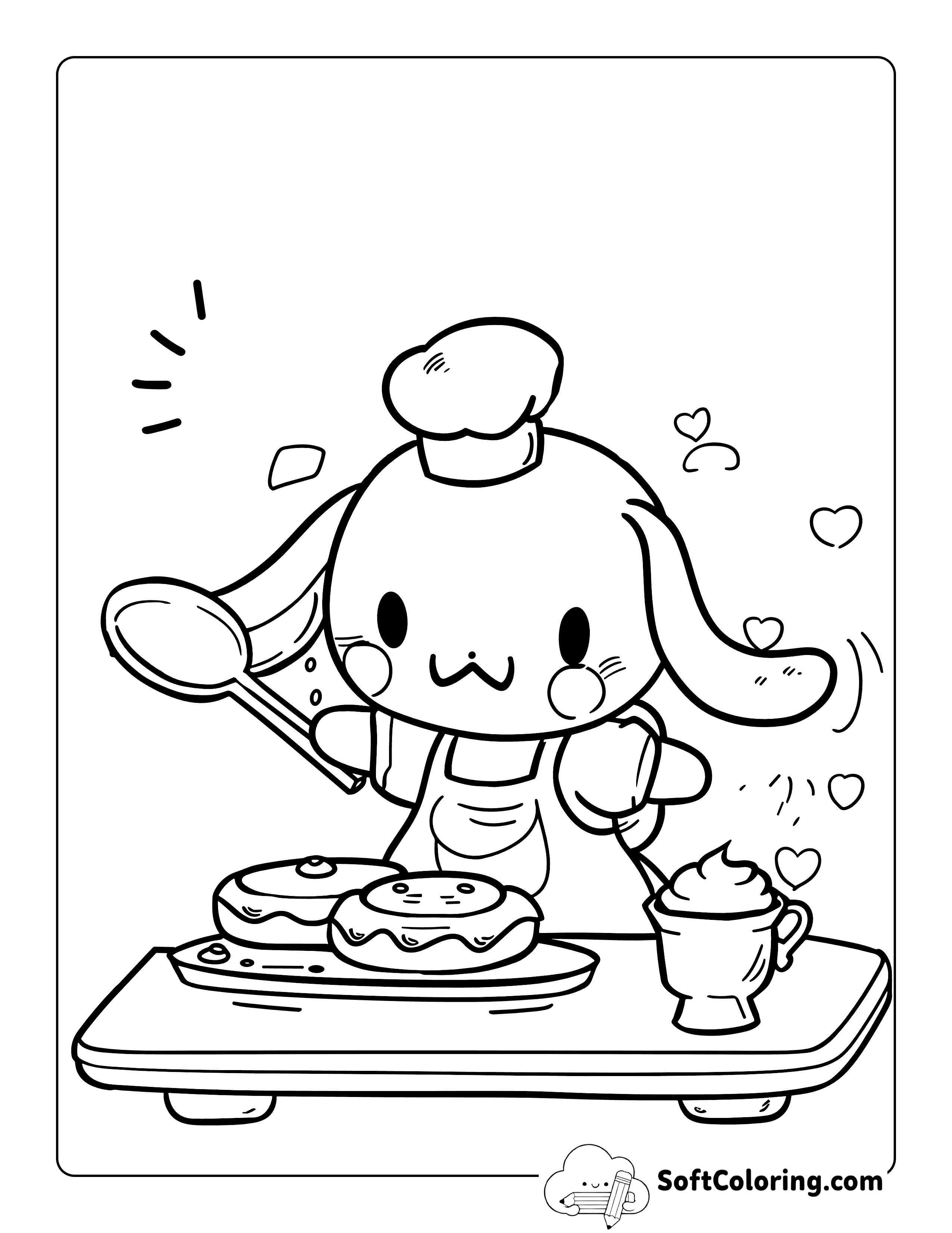 Cute Baking Cinnamoroll-Inspired Coloring Sheet