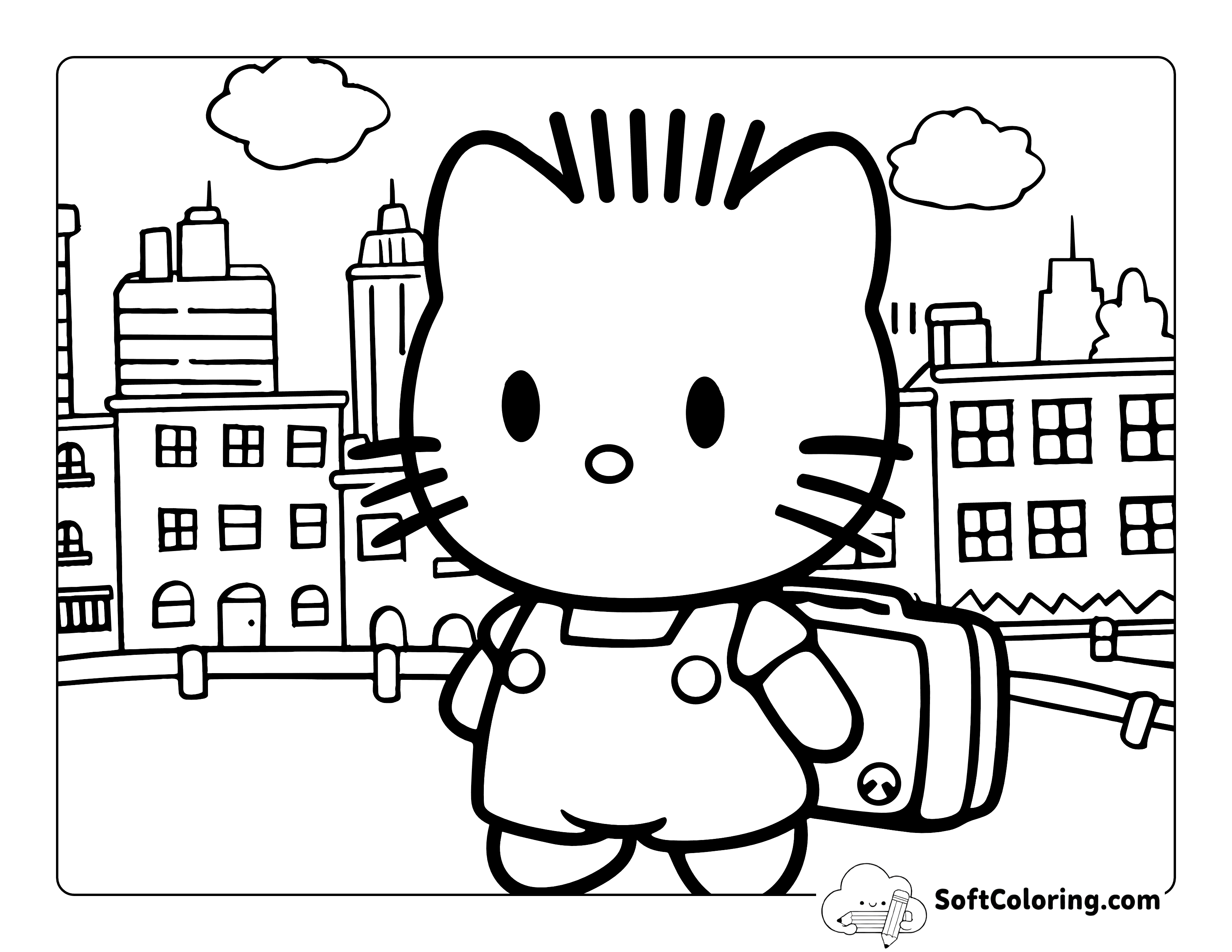 Cute City Dear Daniel-Inspired Drawing for Kids to Color