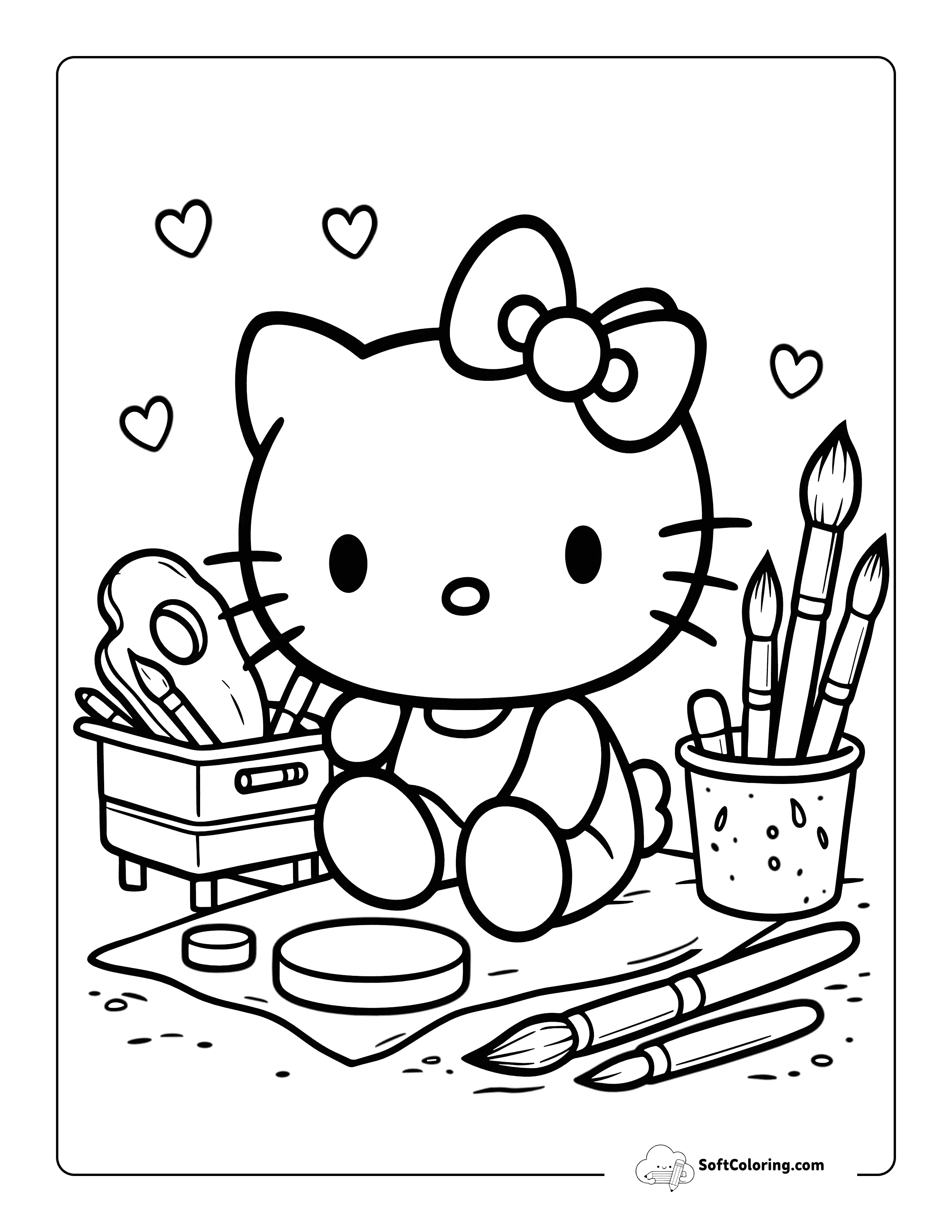 Cute Hello Kitty-Inspired Art Coloring Sheet For Kids