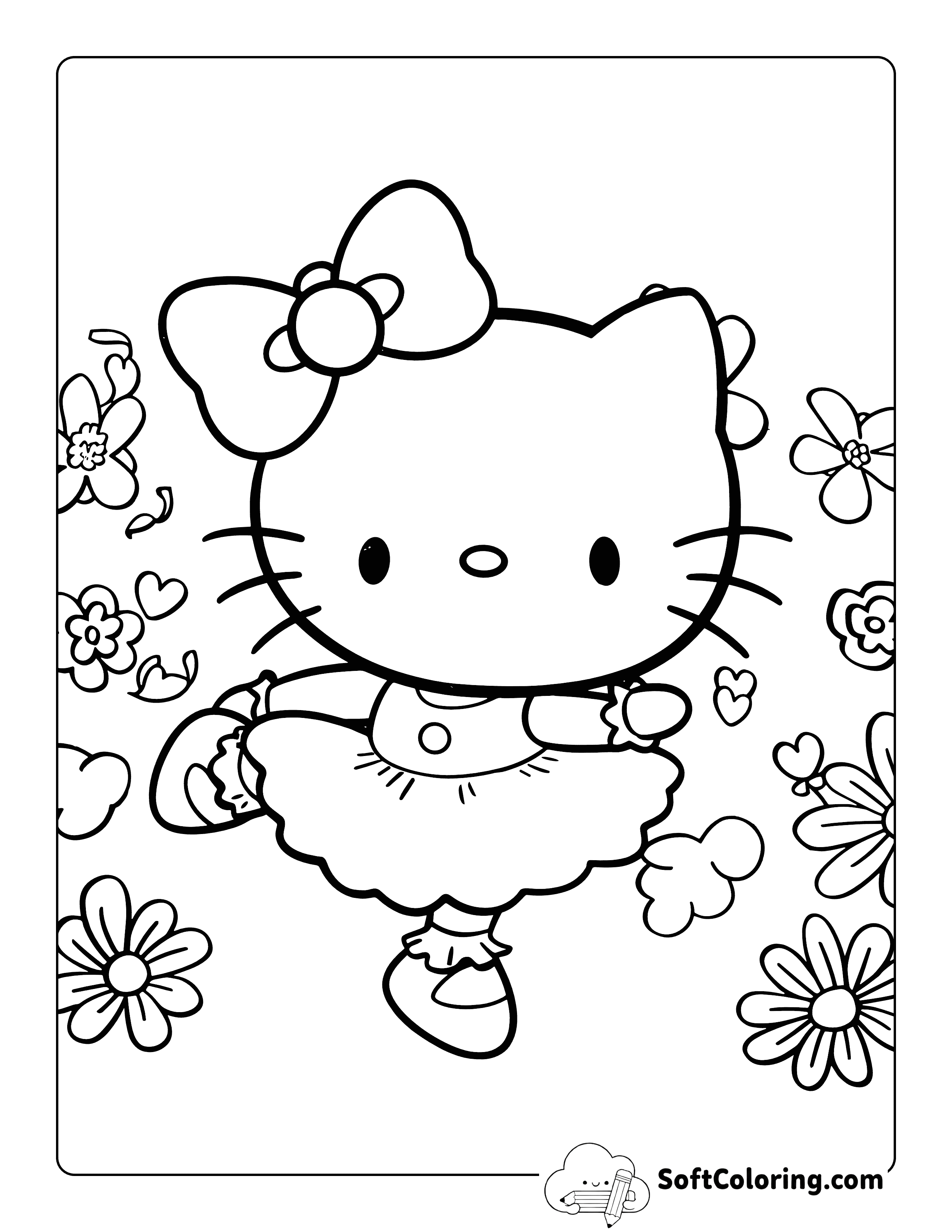 Hello Kitty-Inspired Ballet Coloring Page