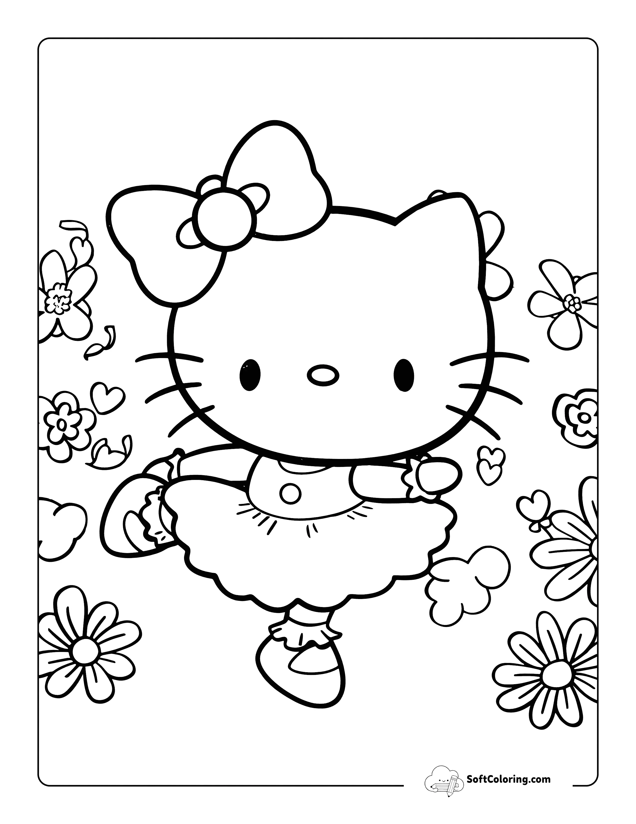 Hello Kitty-Inspired Ballet Coloring Page