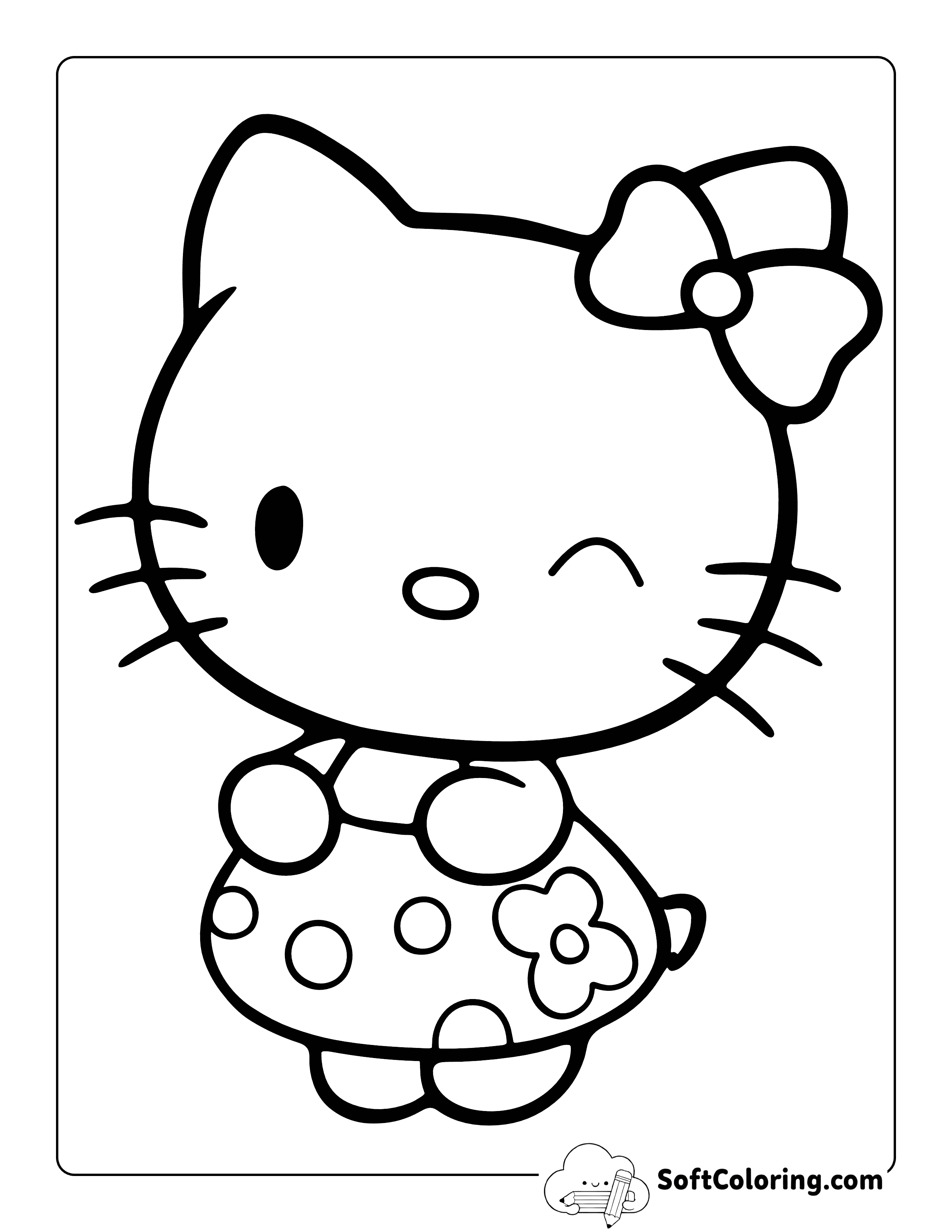 Cute Hello Kitty-Inspired Printable Coloring Page