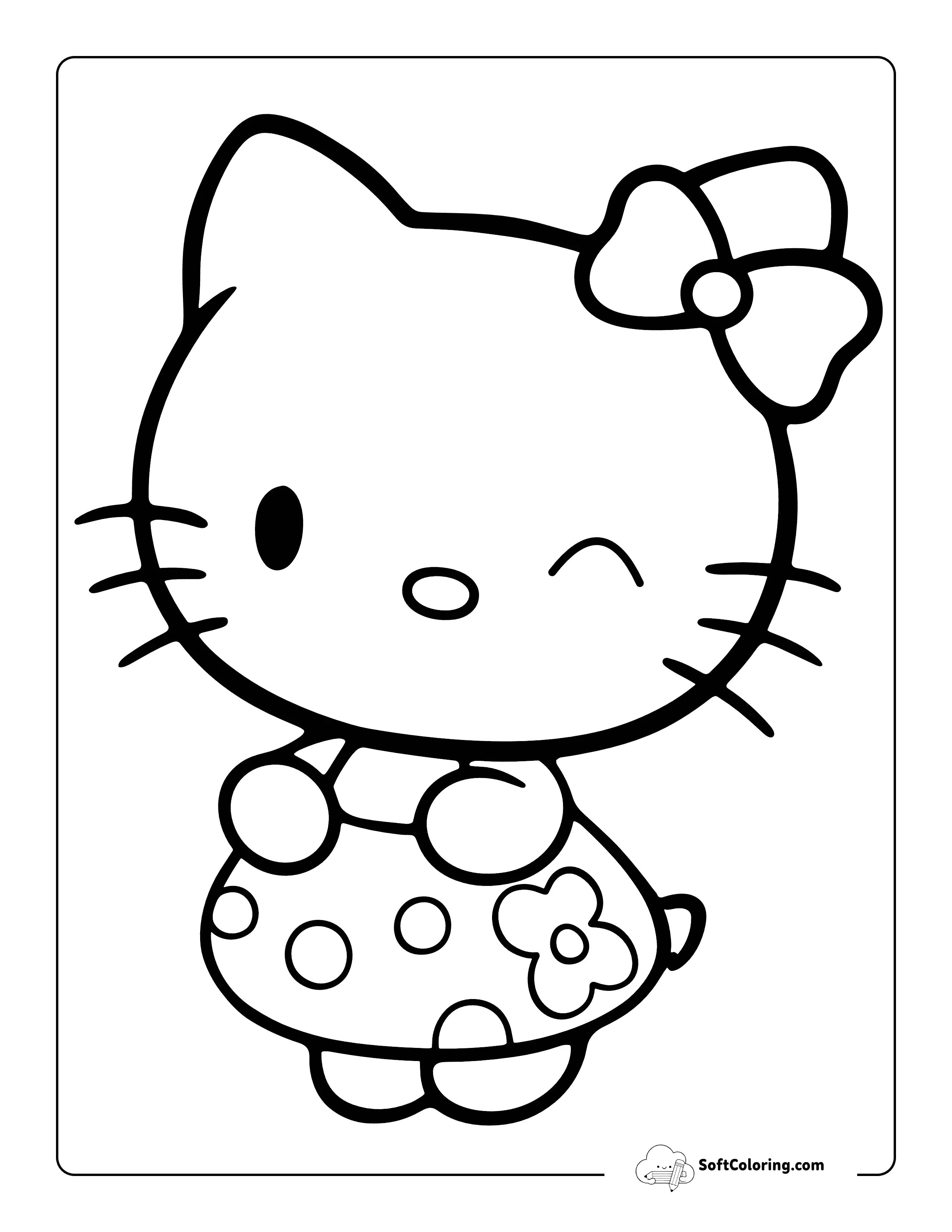 Cute Hello Kitty-Inspired Printable Coloring Page