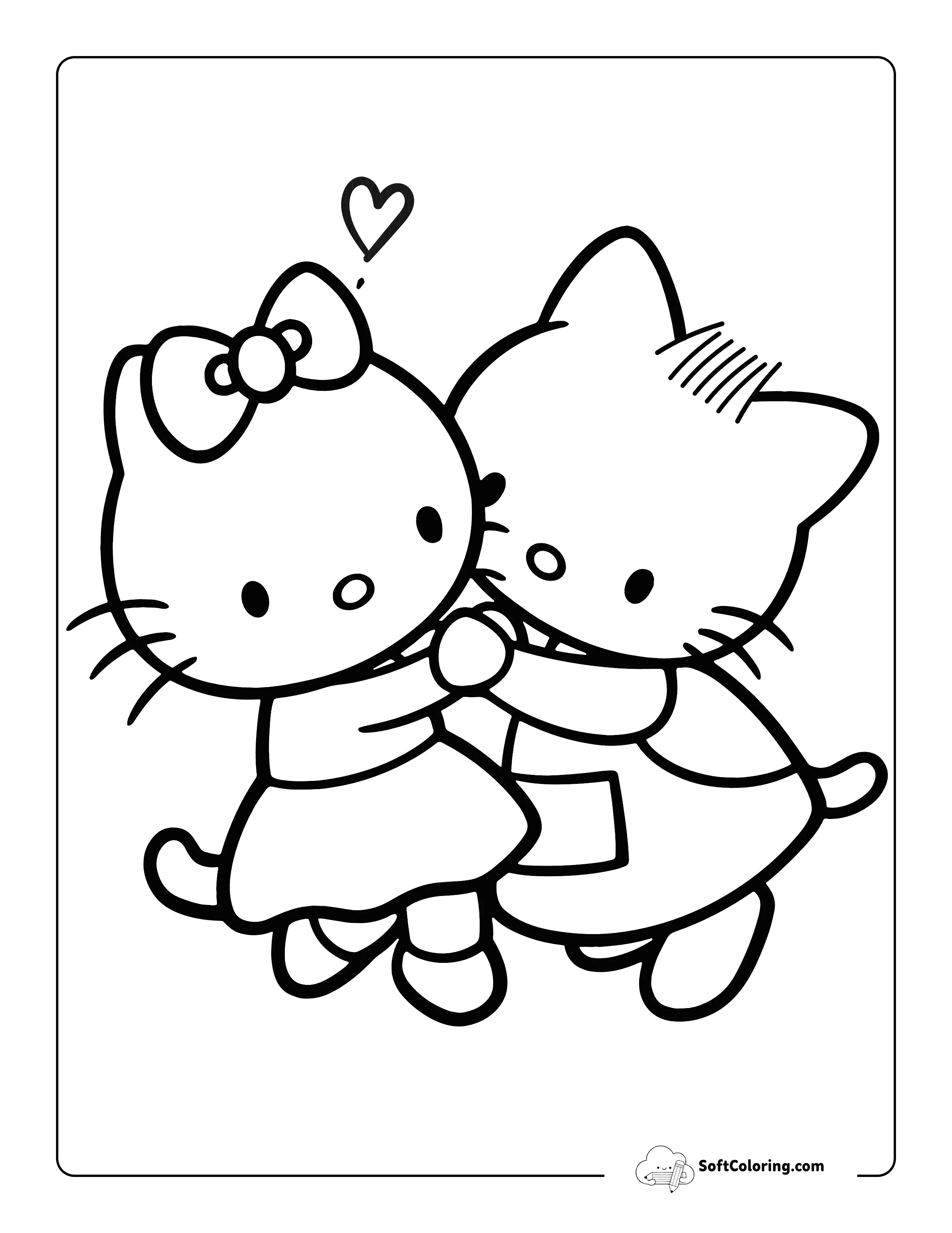 Cute Dancing Coloring Sheet Inspired By Hello Kitty And Dear Daniel