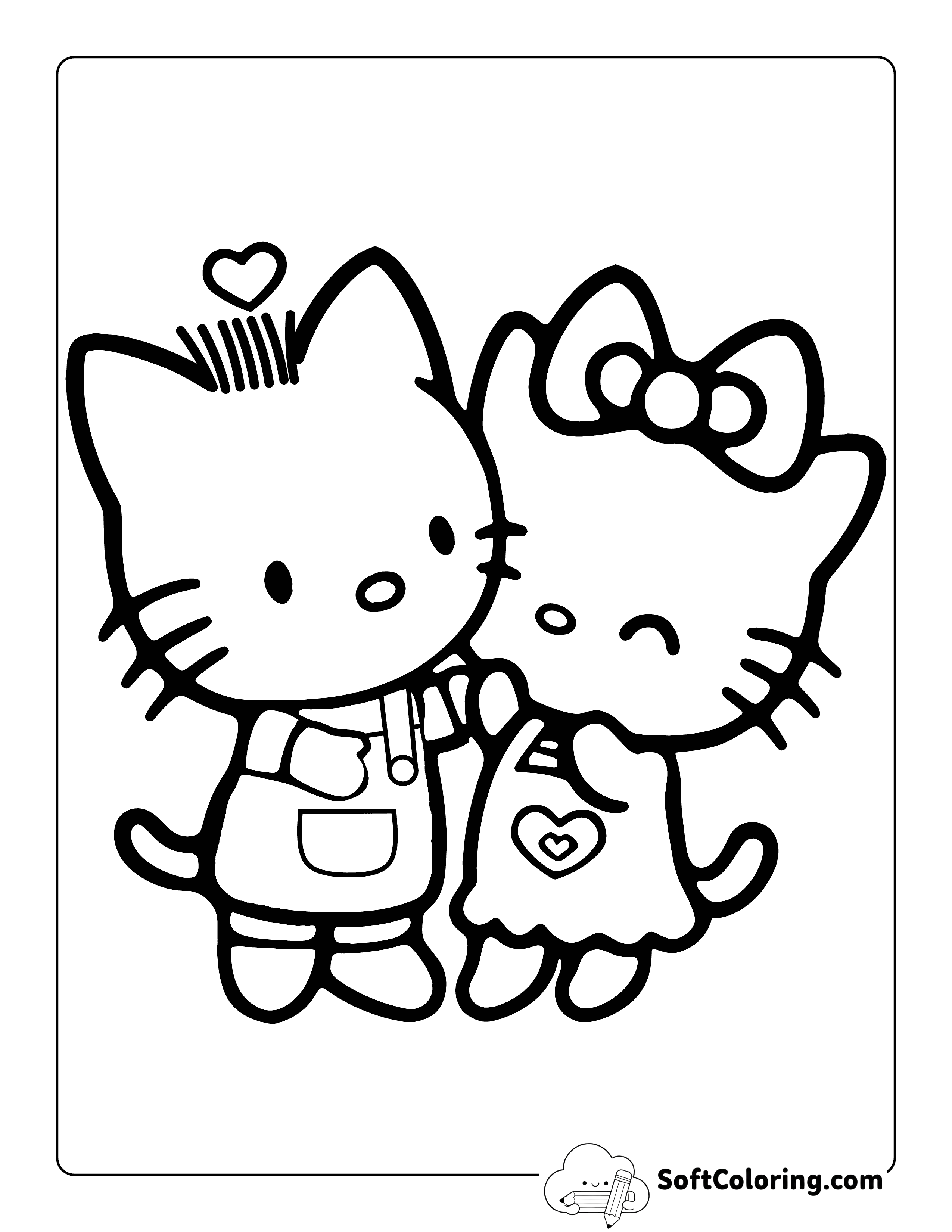 Hello Kitty and Dear Daniel-Inspired Cute Coloring Page