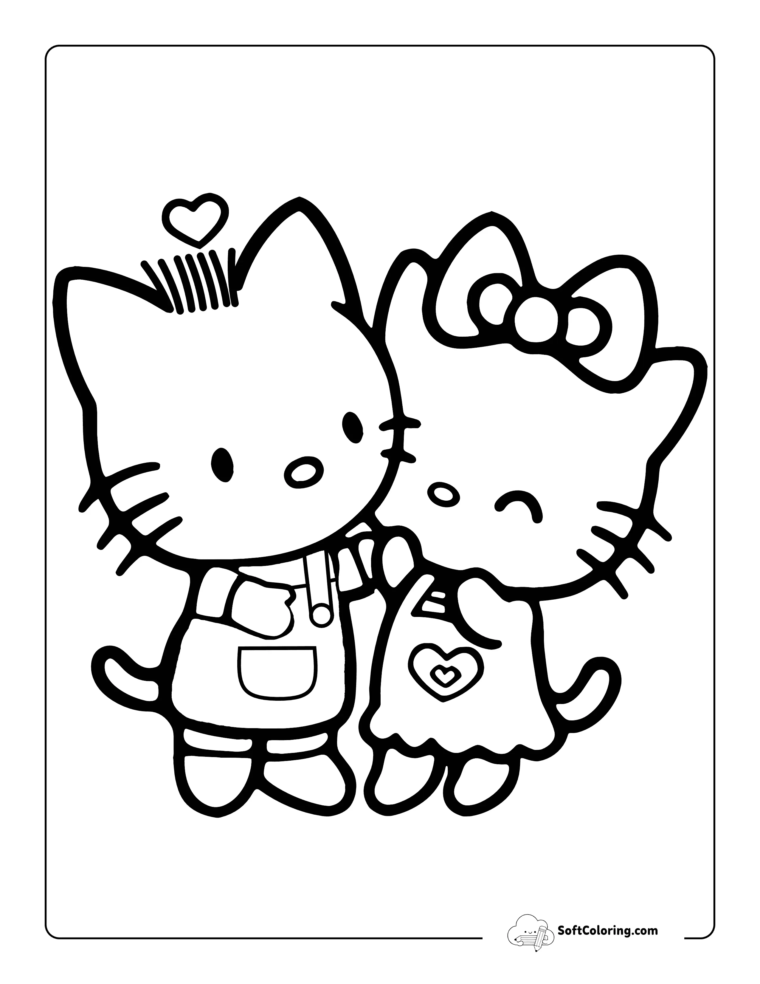 Hello Kitty And Dear Daniel-Inspired Cute Coloring Page