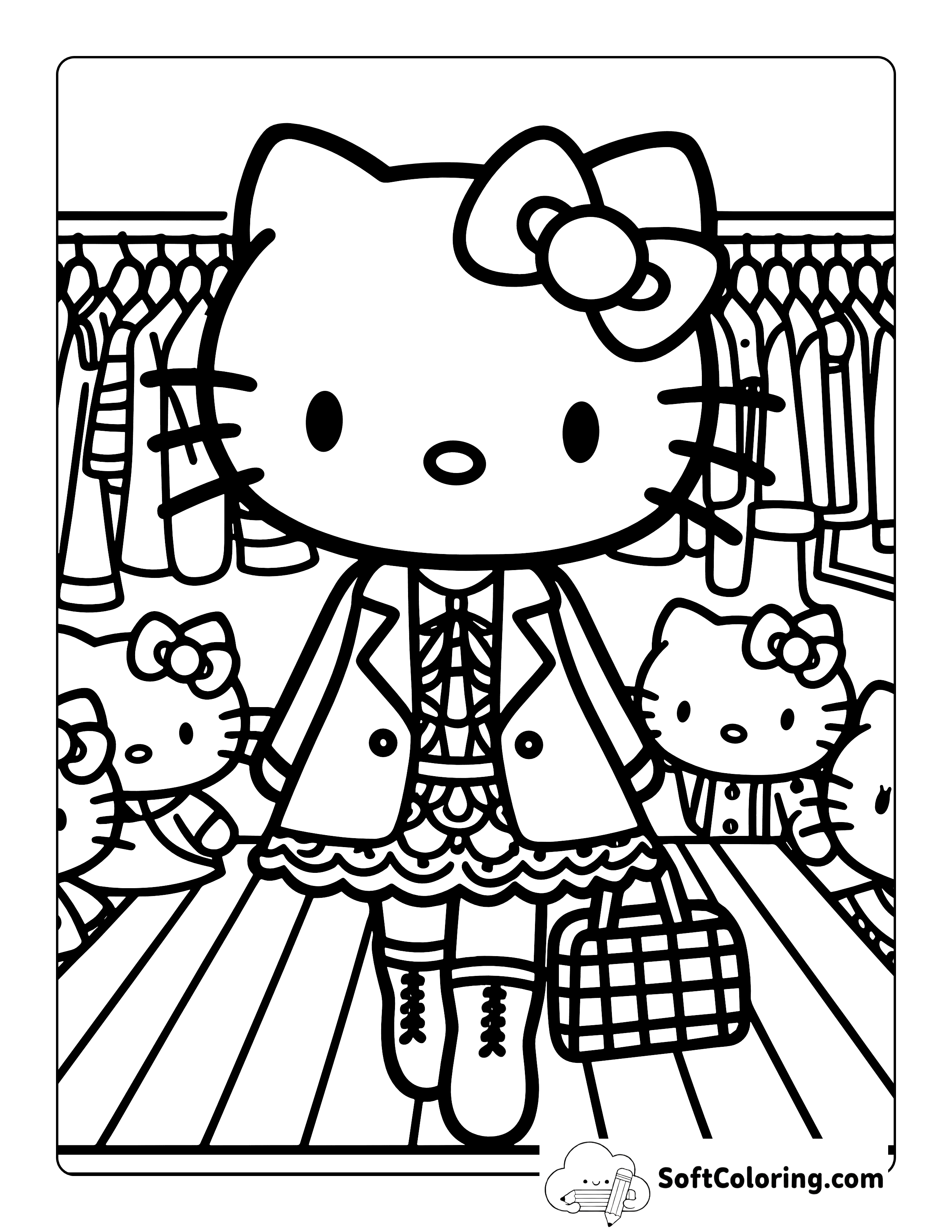 Fashion Show Coloring Page Inspired by Hello Kitty