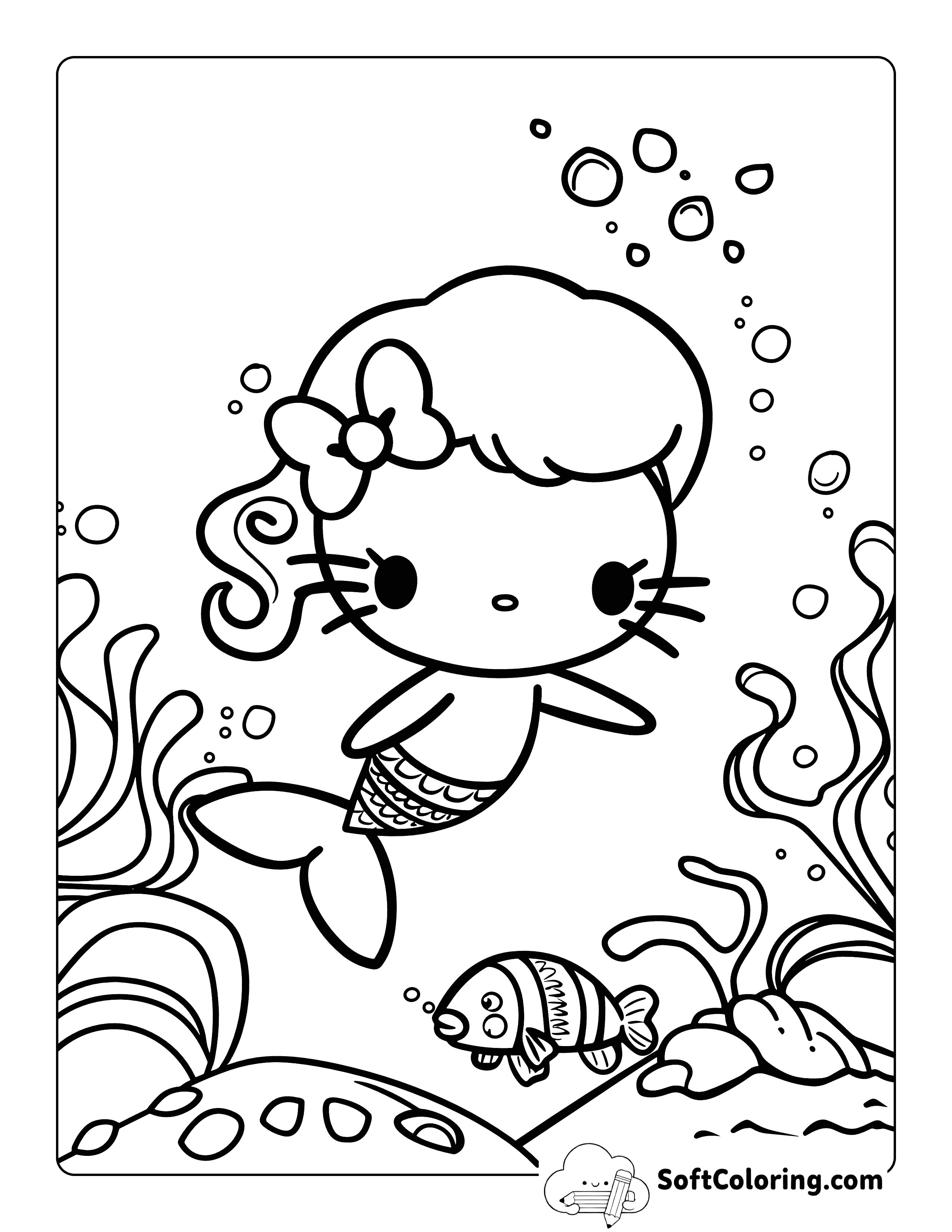 Mermaid Inspired by Hello Kitty Coloring Page