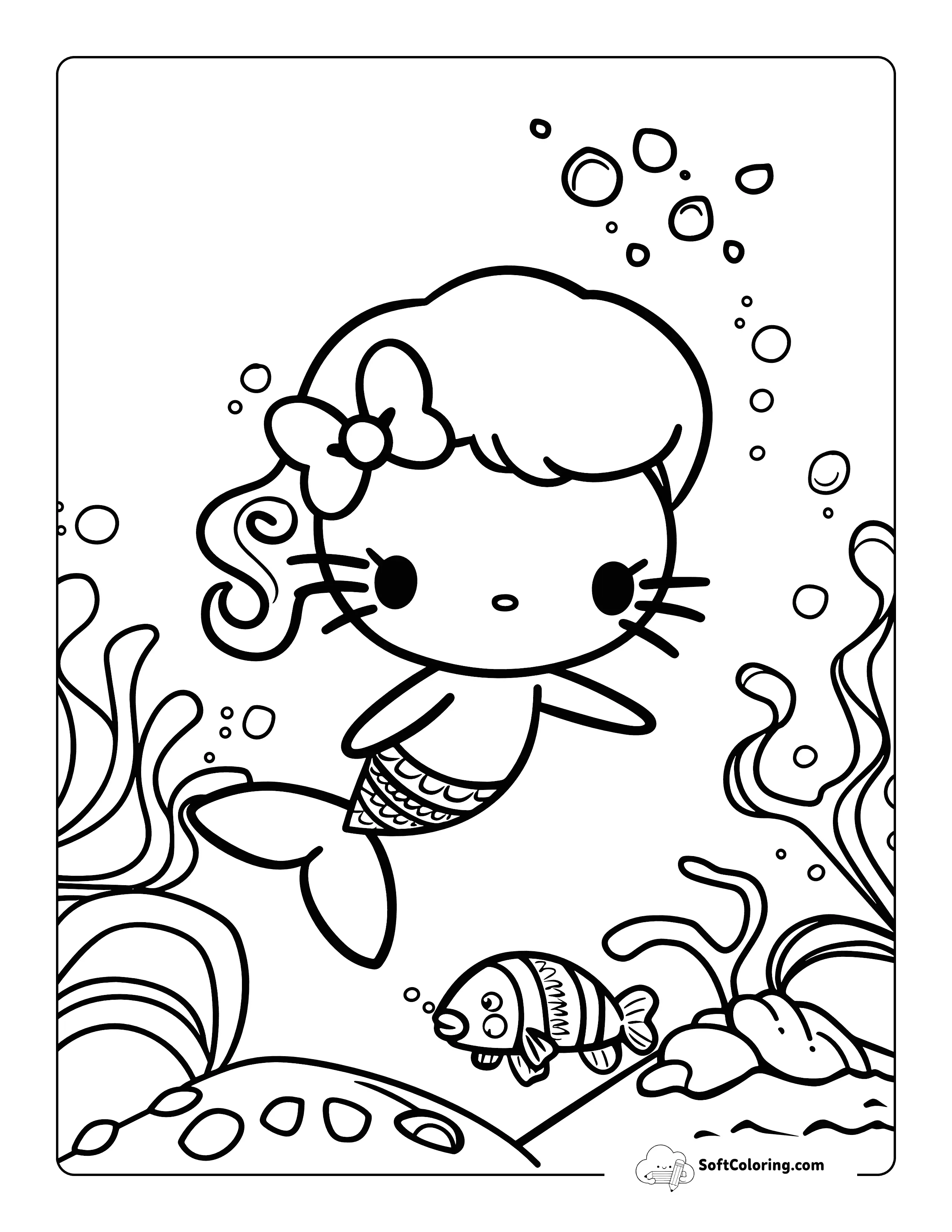 Mermaid Inspired By Hello Kitty Coloring Page