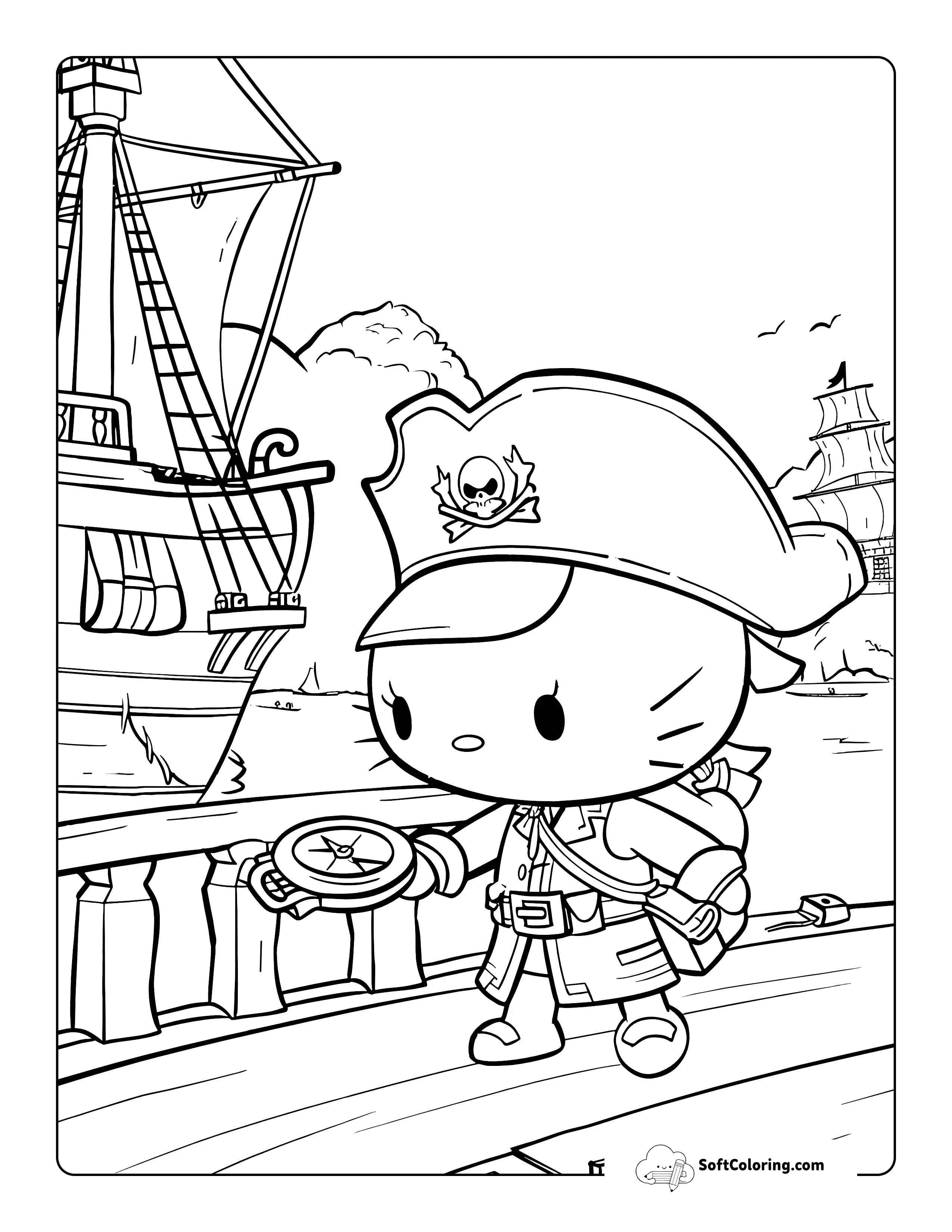 Pirate Inspired By Hello Kitty Coloring Page