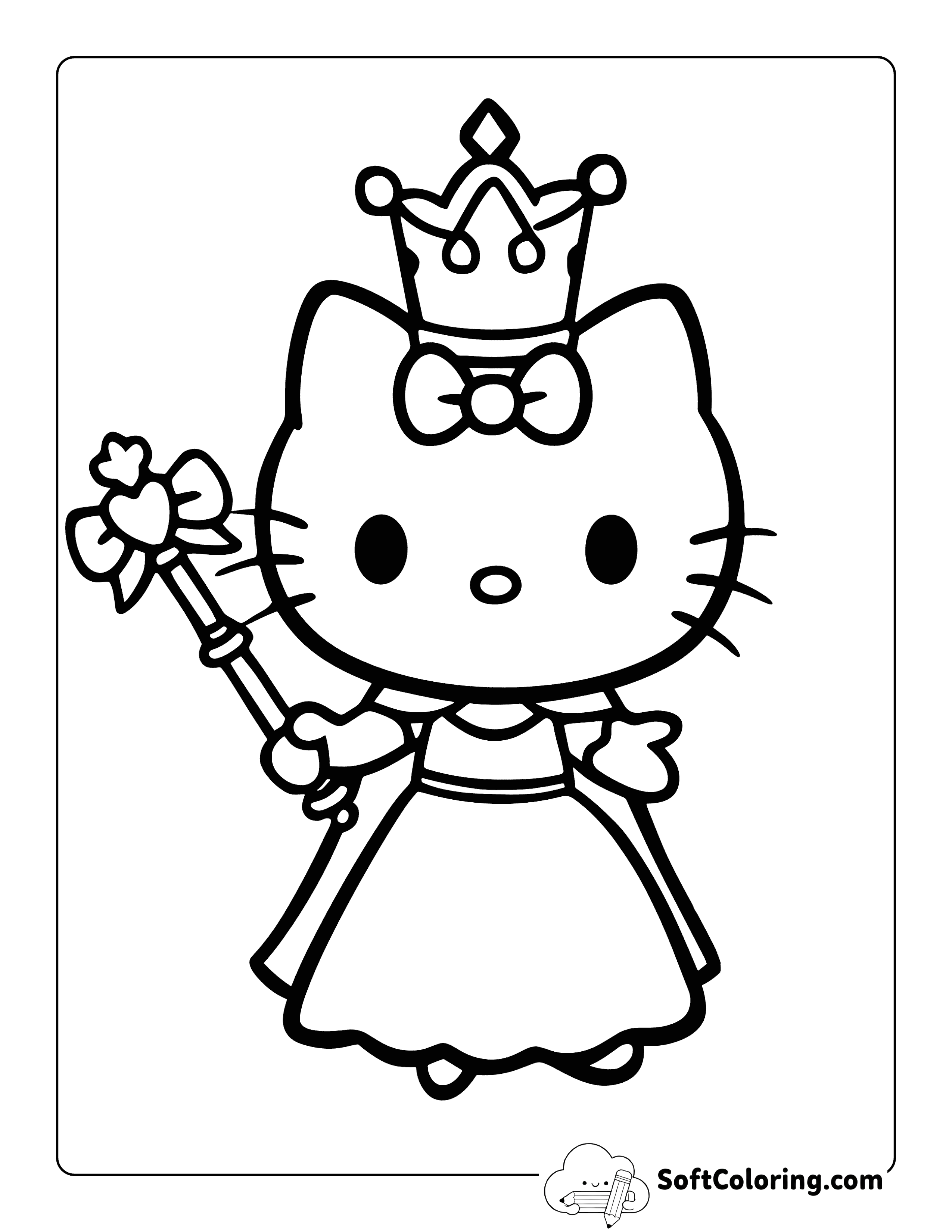 Hello Kitty-Inspired Princess Coloring Page
